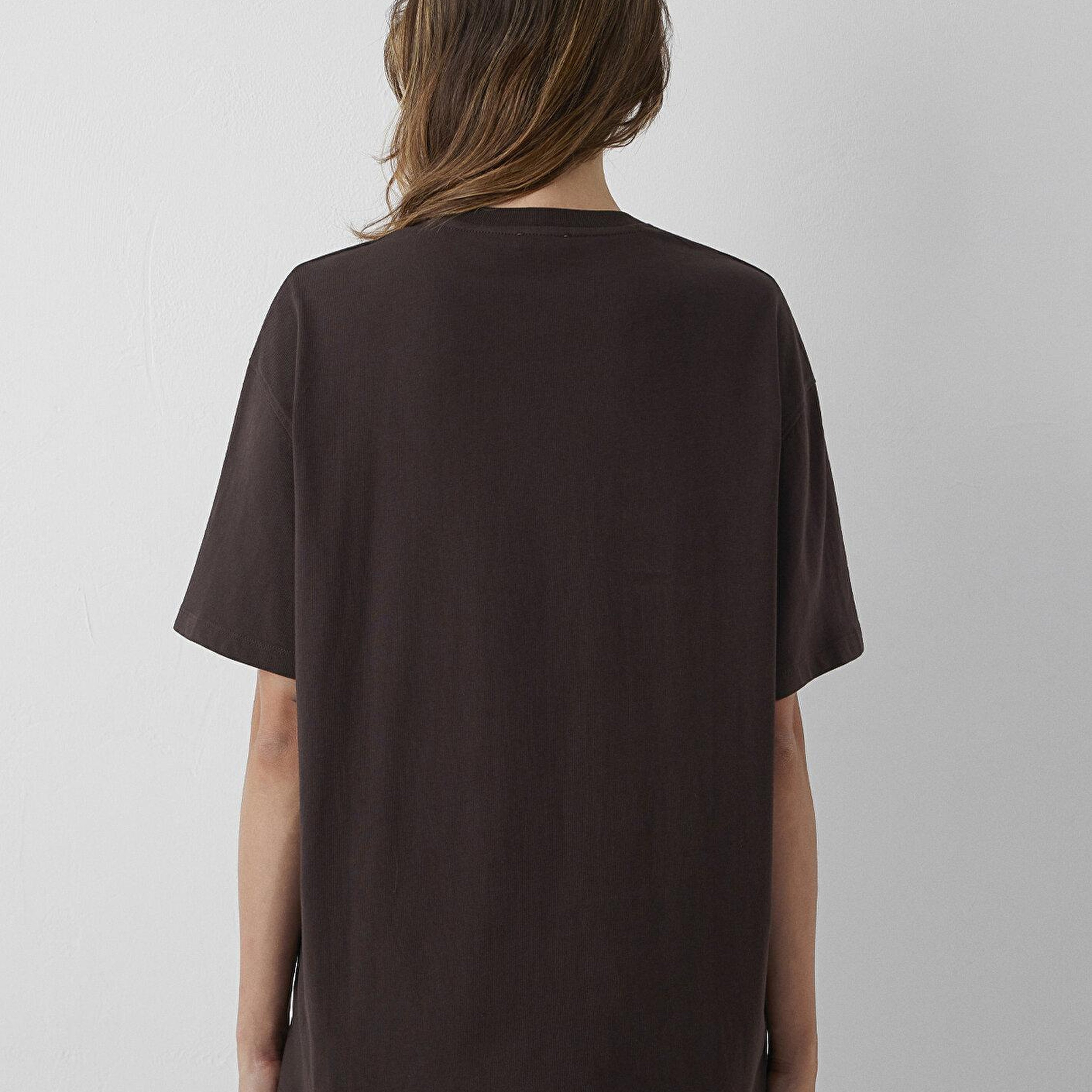 Mavi Kahverengi Basic Tişört Oversize / Geniş Kesim 1614214-90704
