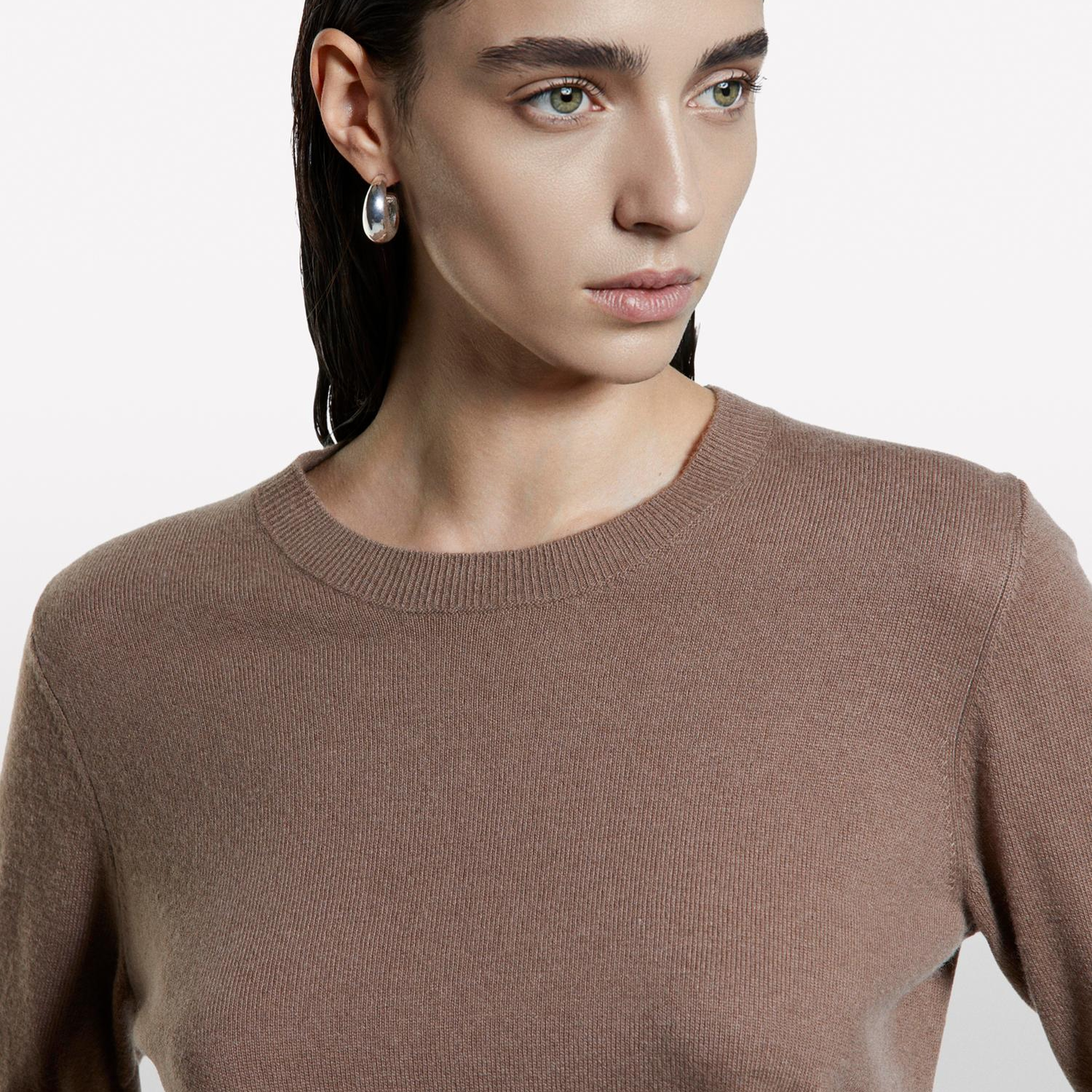 Kadın Kahverengi Kaşmir Karışımlı Regular Fit Kazak