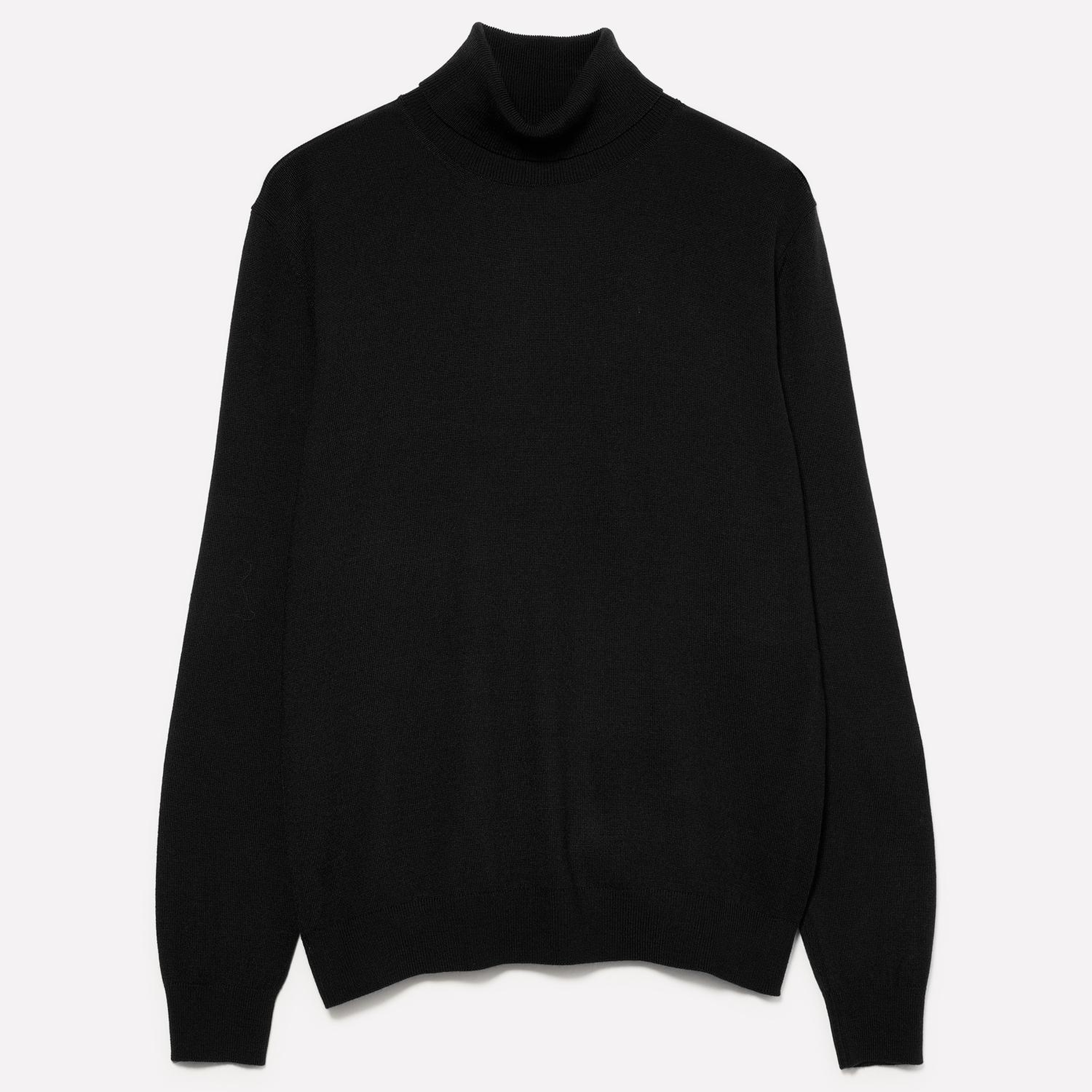 Erkek Siyah Yün Karışımlı Slim Fit Kazak