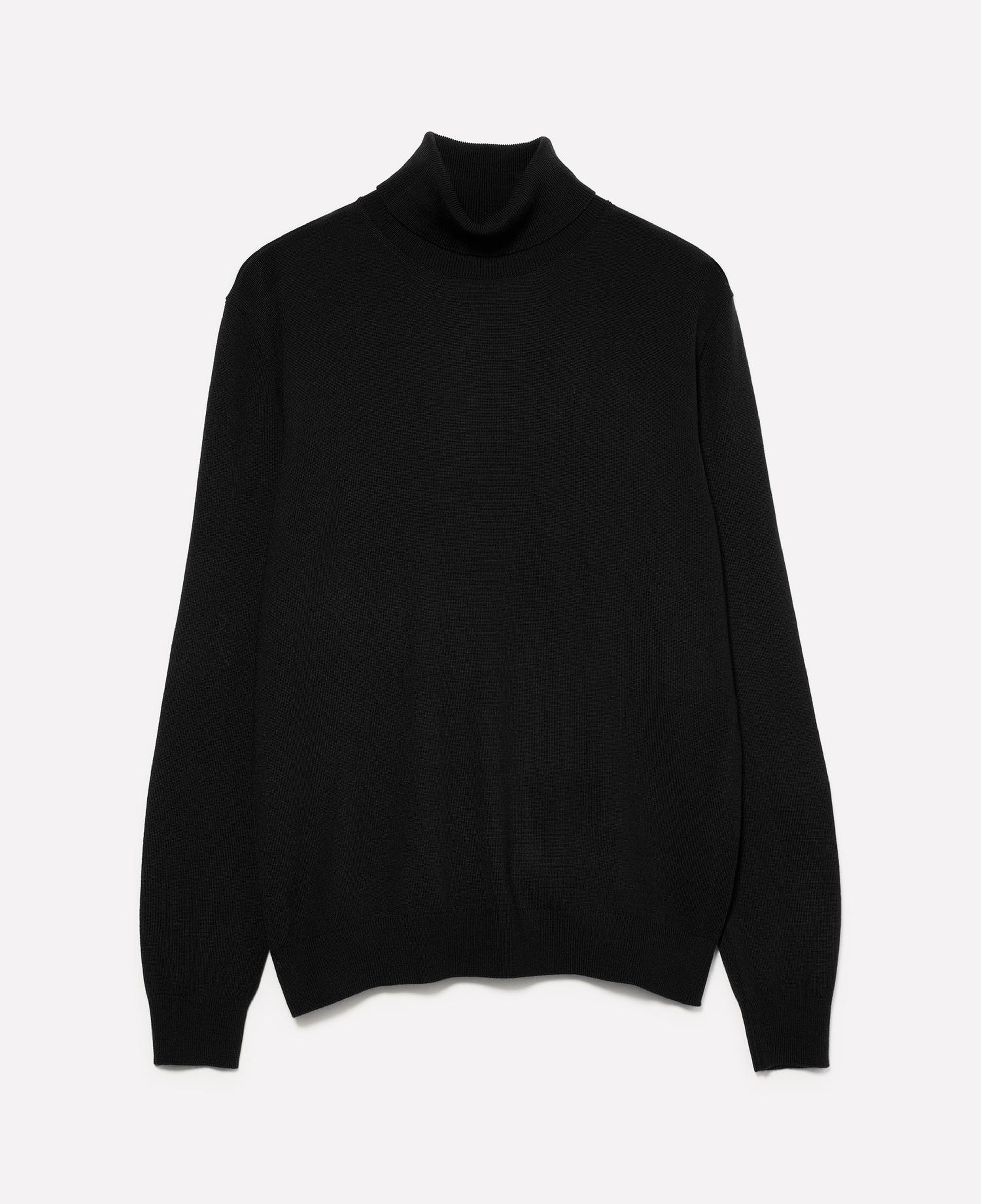 Erkek Siyah Yün Karışımlı Slim Fit Kazak