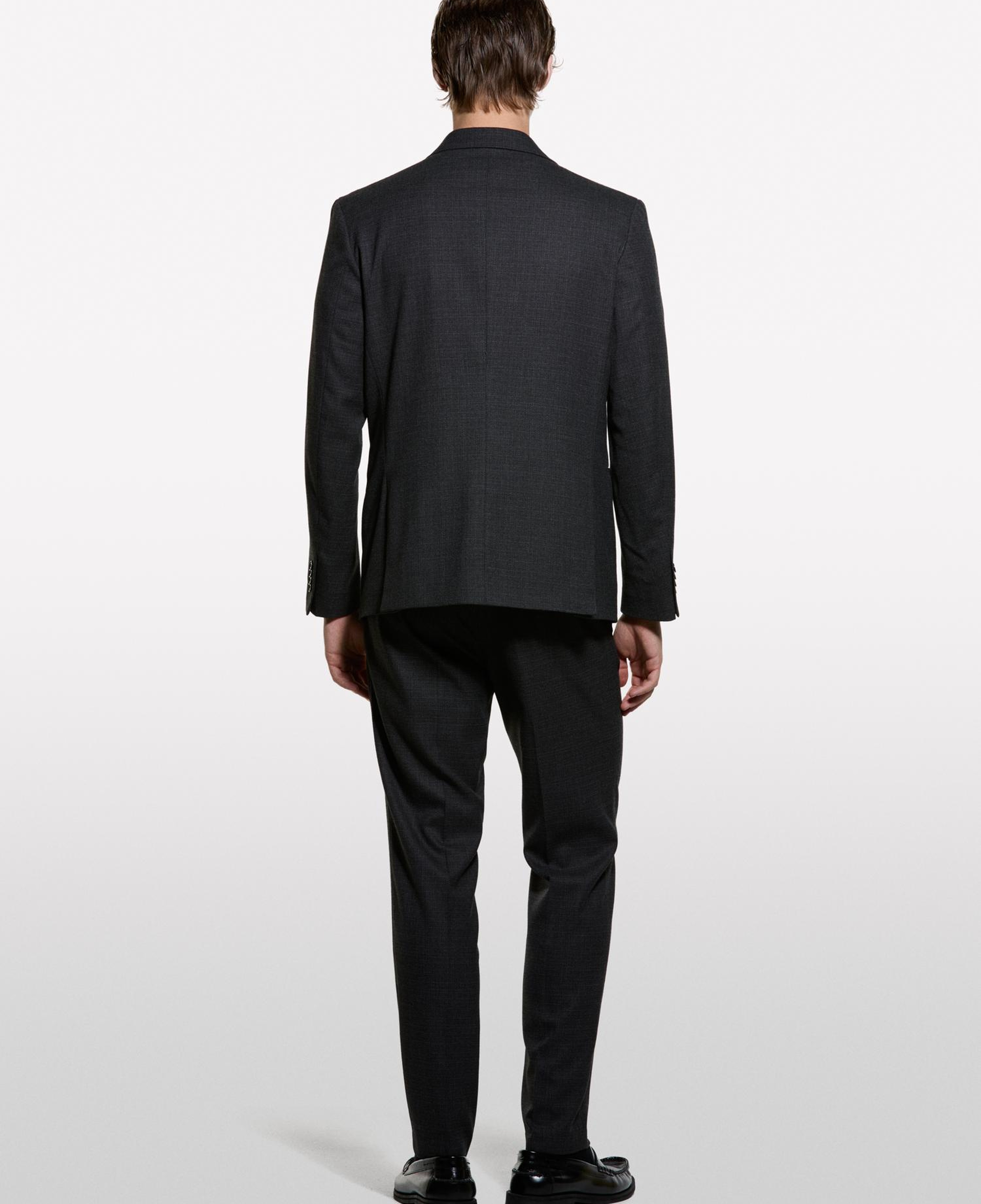 Erkek Siyah Viskoz Karışımlı Düğmeli Blazer Ceket