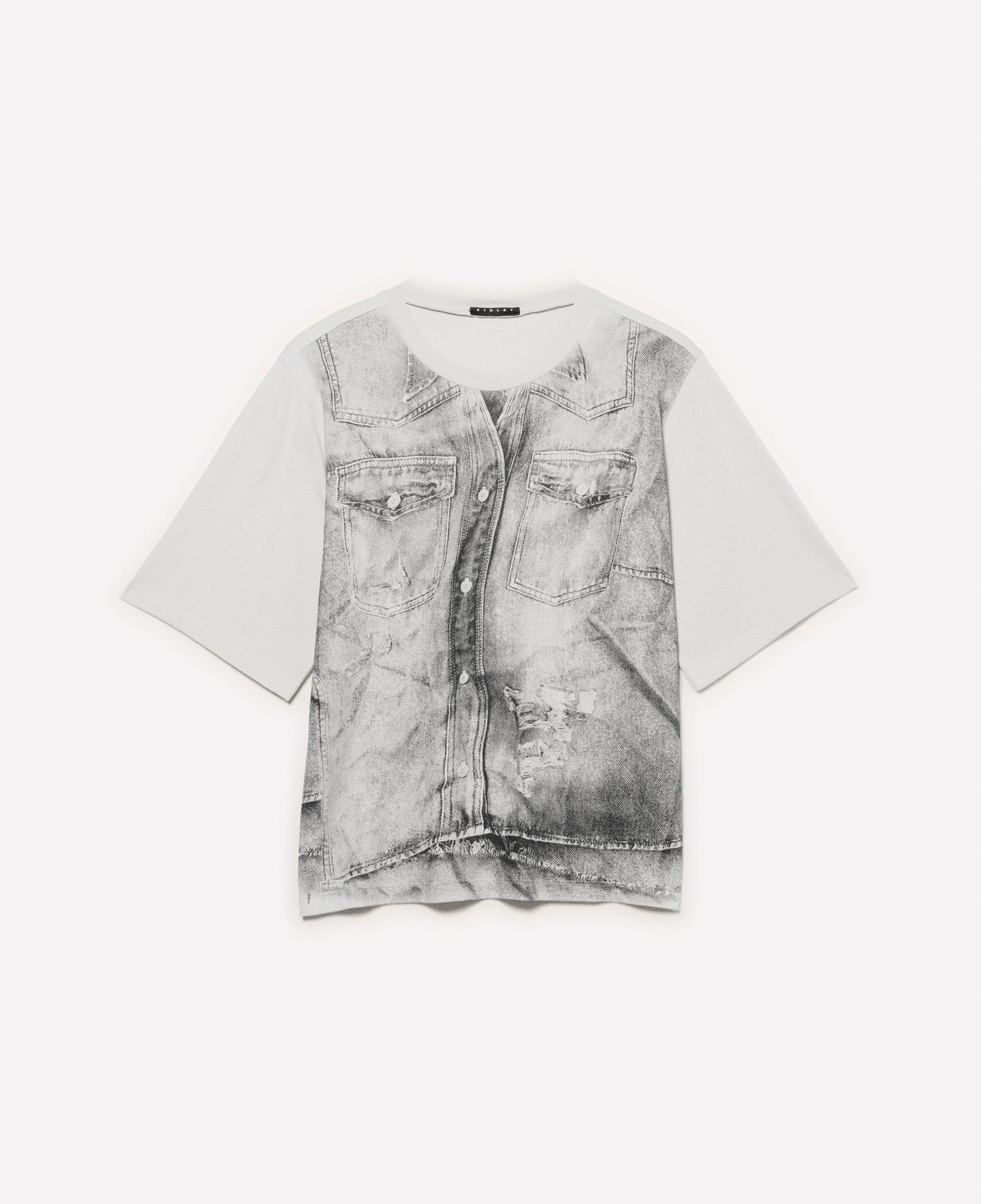 Kadın Ekru %100 Pamuk Önü Baskılı Bisiklet Yaka Boxy Fit T-Shirt