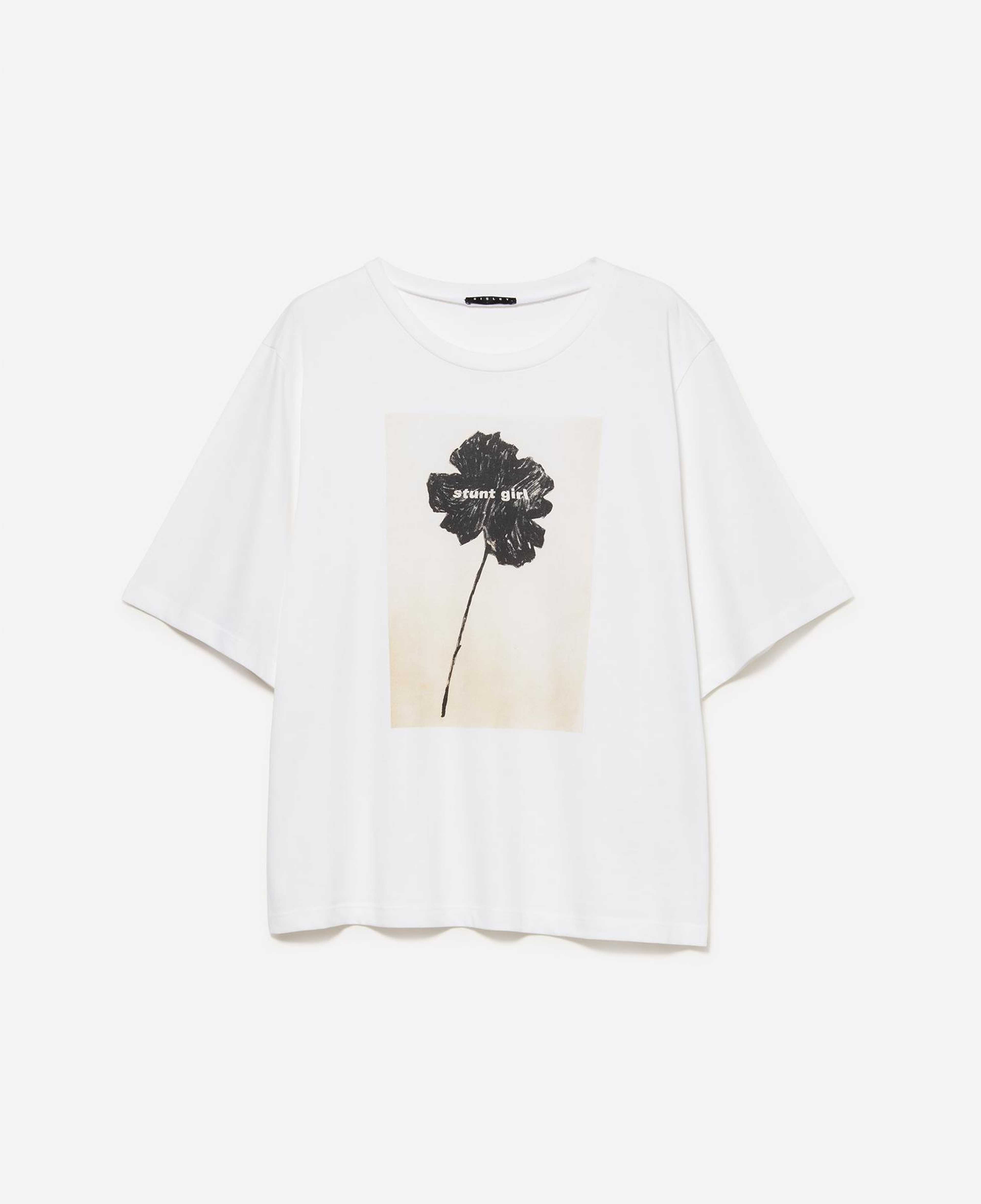 Kadın Krem %100 Pamuk Önü Baskılı Bisiklet Yaka Boxy Fit T-Shirt