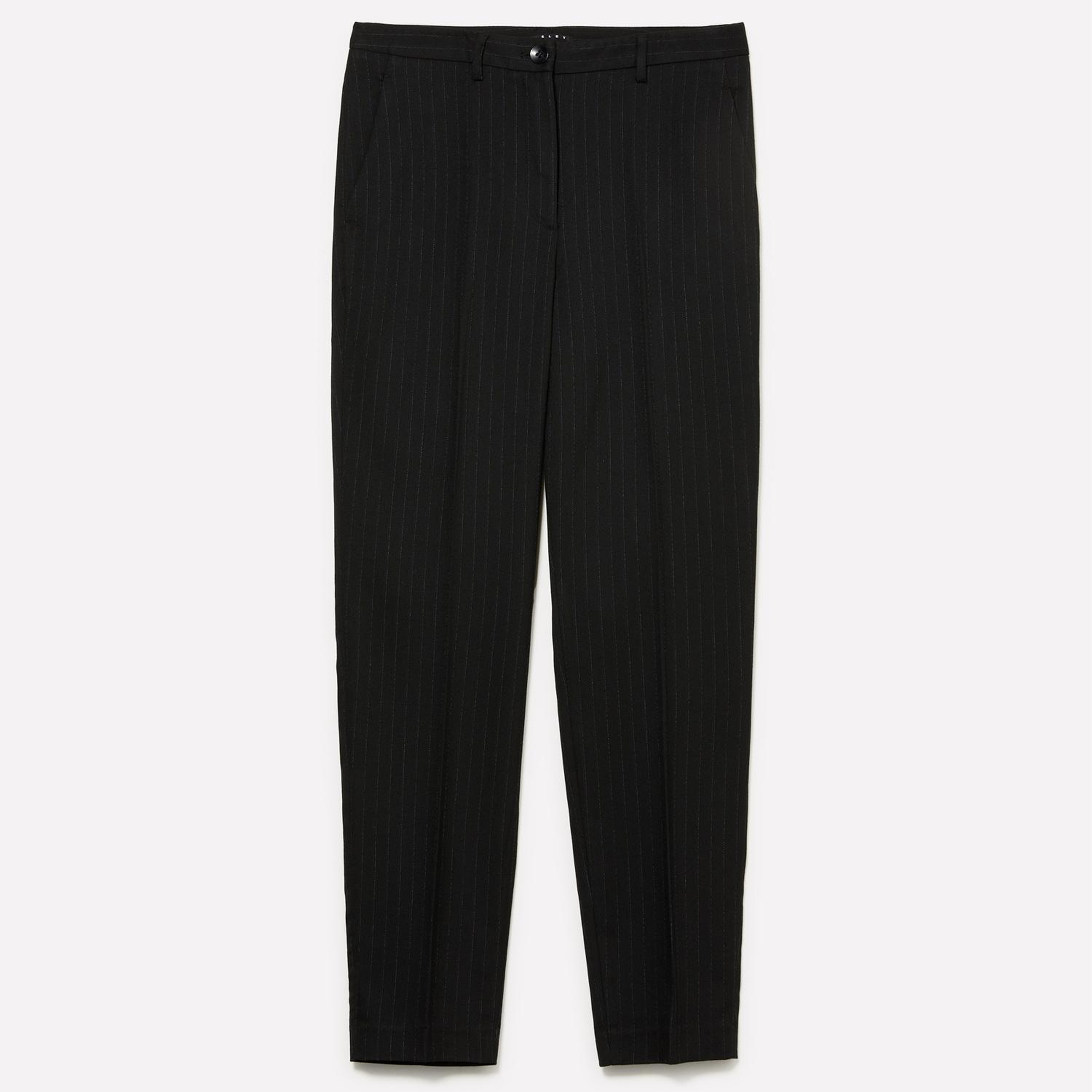 Kadın Siyah Viskoz Karışımlı Cep Detaylı Straight Fit Pantolon