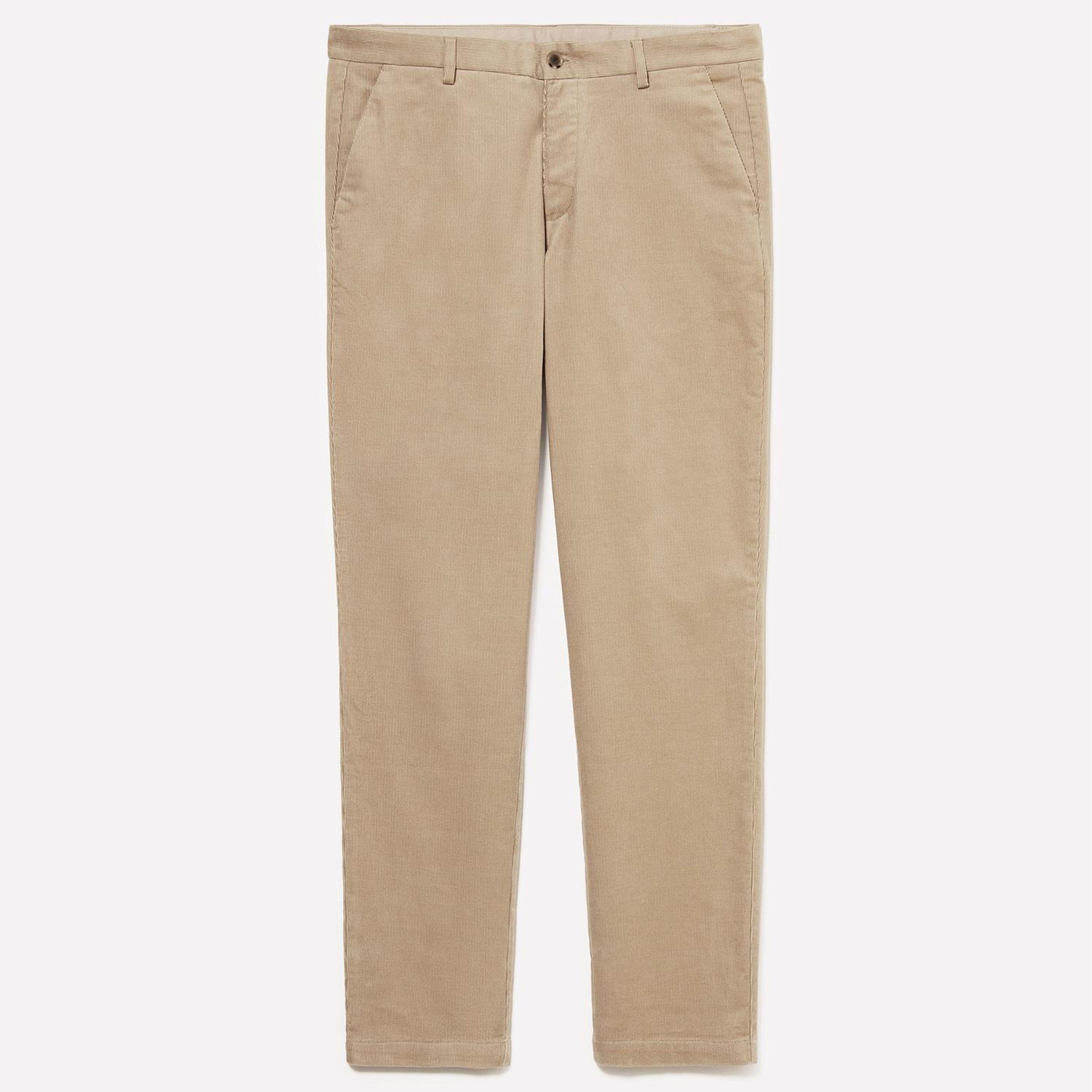 Erkek Taş Rengi Pamuk Karışımlı Slim Fit Kadife Chino Pantolon
