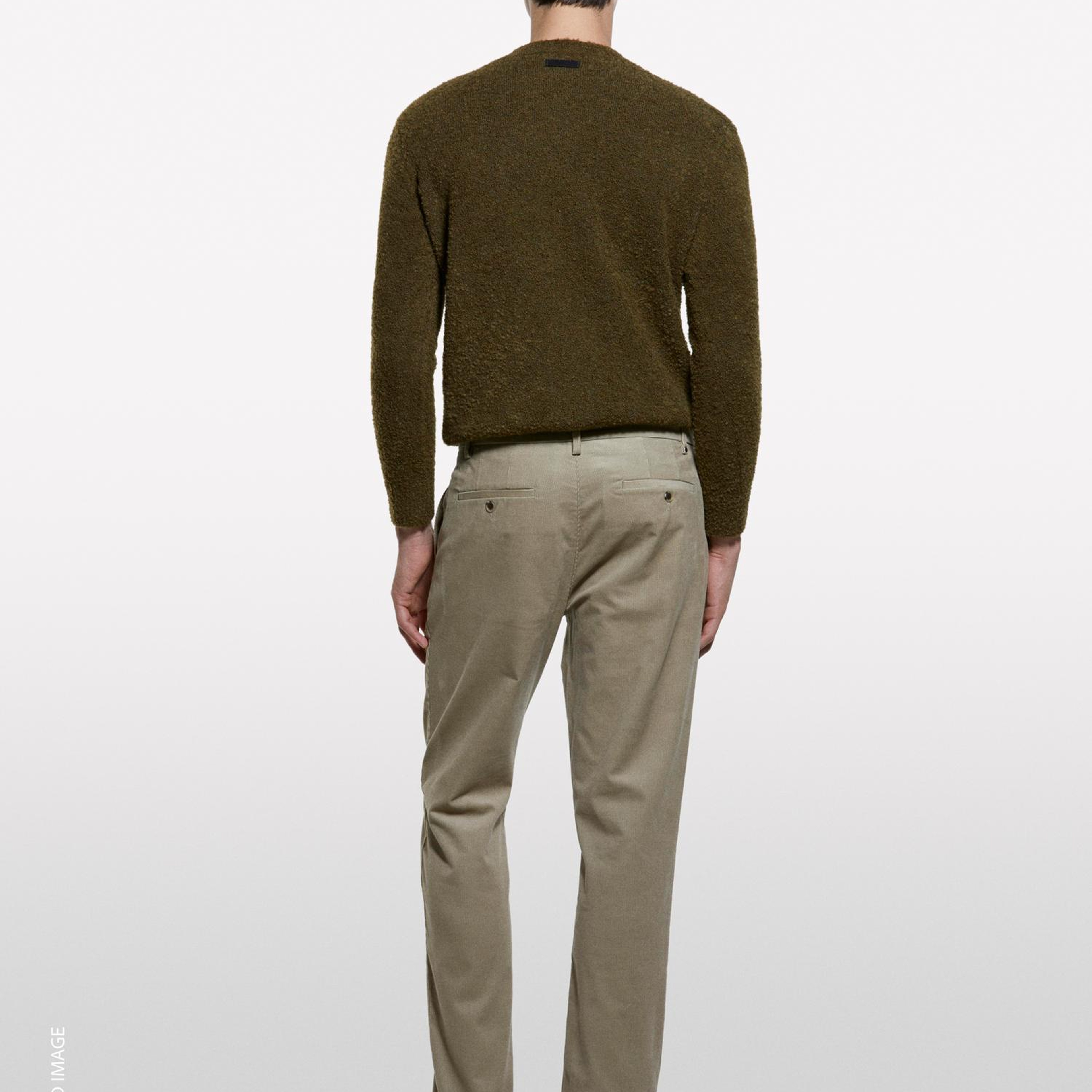 Erkek Taş Rengi Pamuk Karışımlı Slim Fit Kadife Chino Pantolon