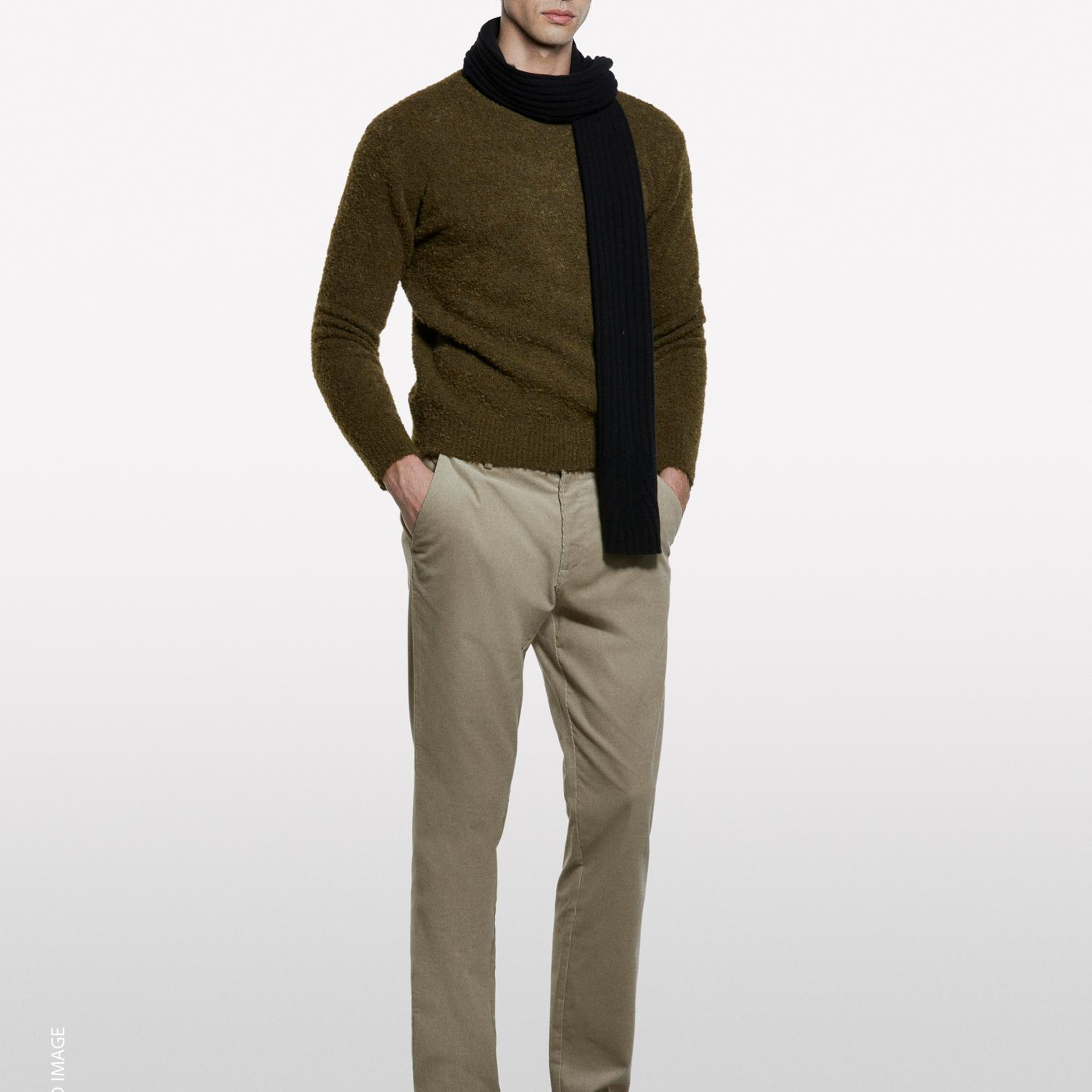 Erkek Taş Rengi Pamuk Karışımlı Slim Fit Kadife Chino Pantolon