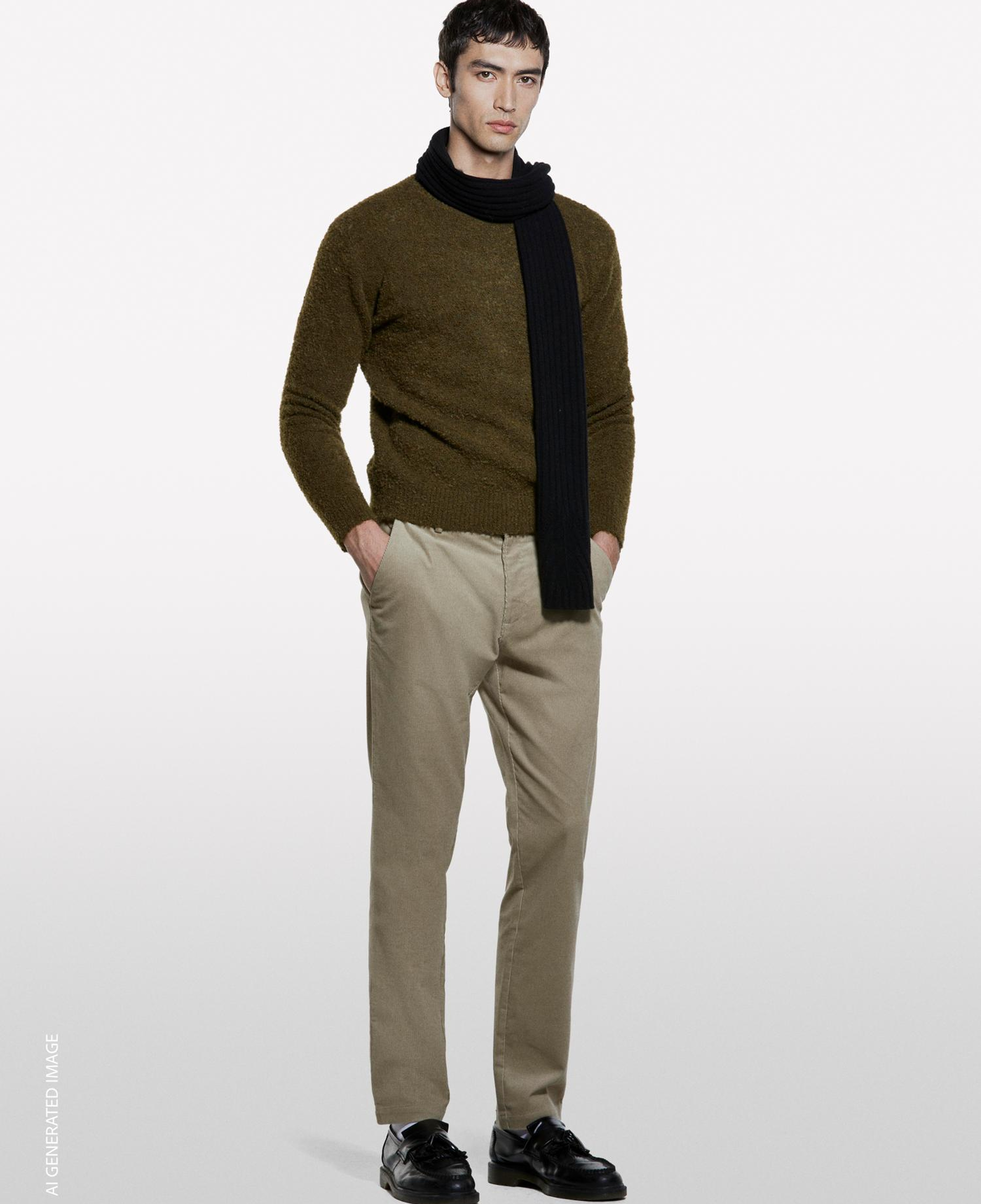 Erkek Taş Rengi Pamuk Karışımlı Slim Fit Kadife Chino Pantolon