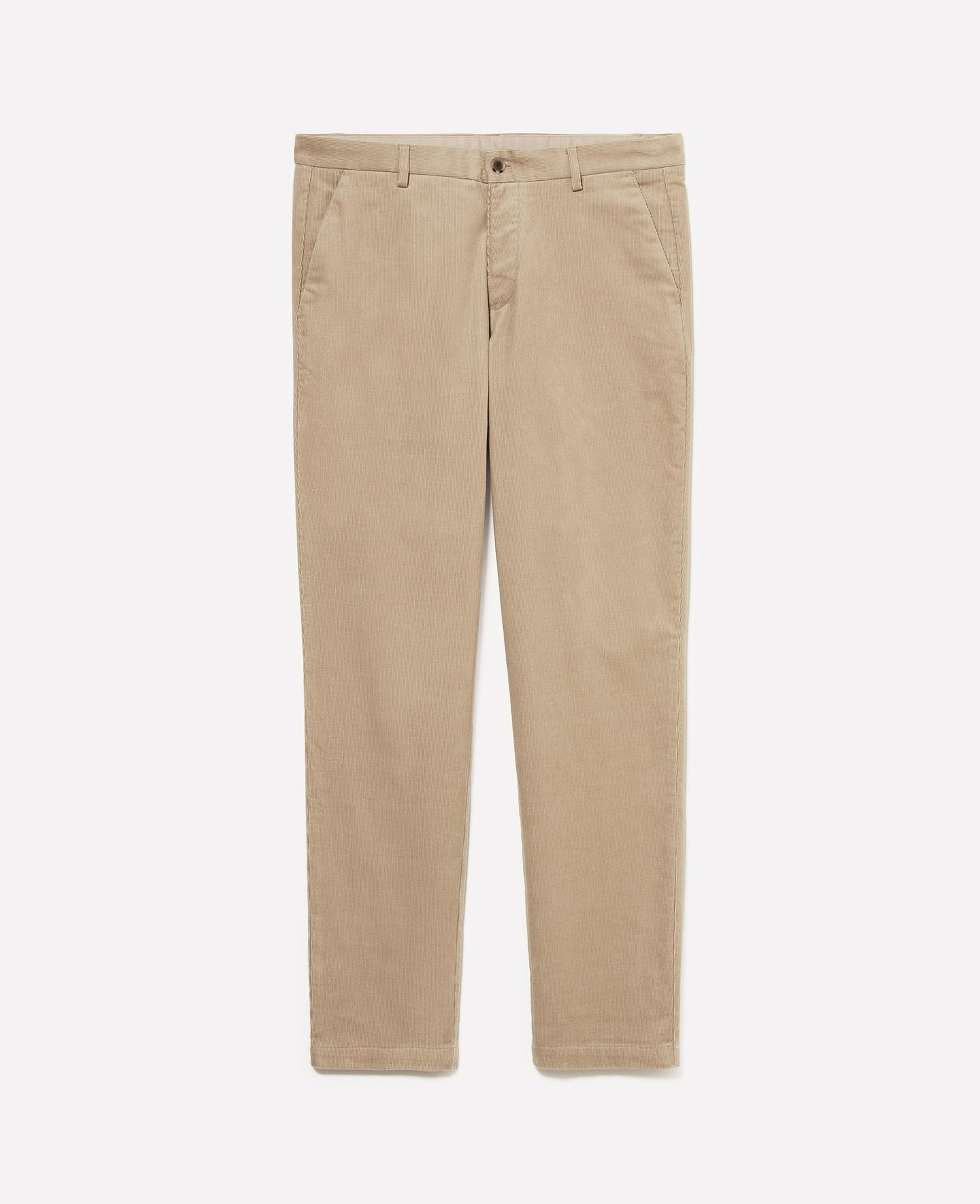 Erkek Taş Rengi Pamuk Karışımlı Slim Fit Kadife Chino Pantolon