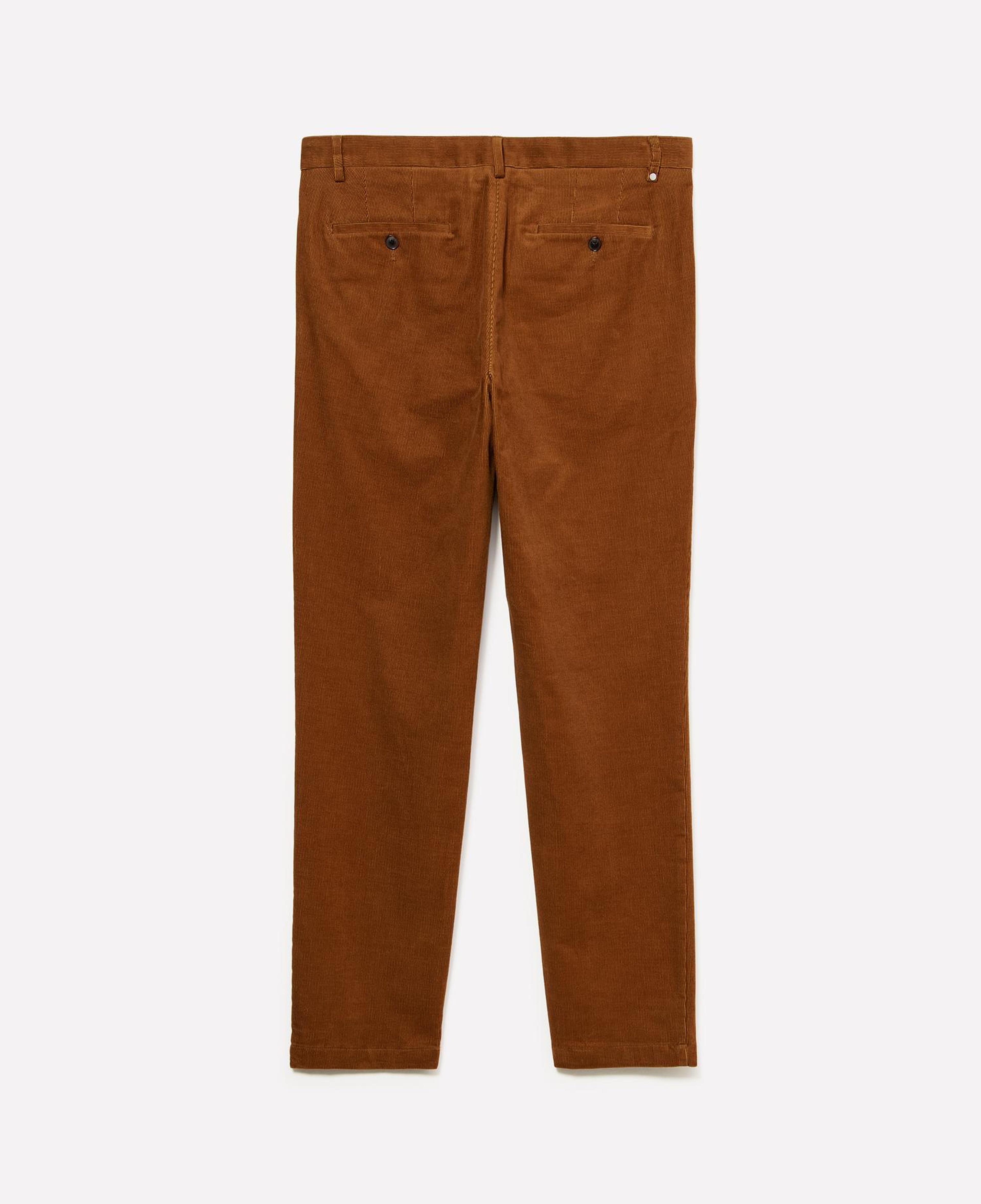 Erkek Kahverengi Pamuk Karışımlı Slim Fit Kadife Chino Pantolon