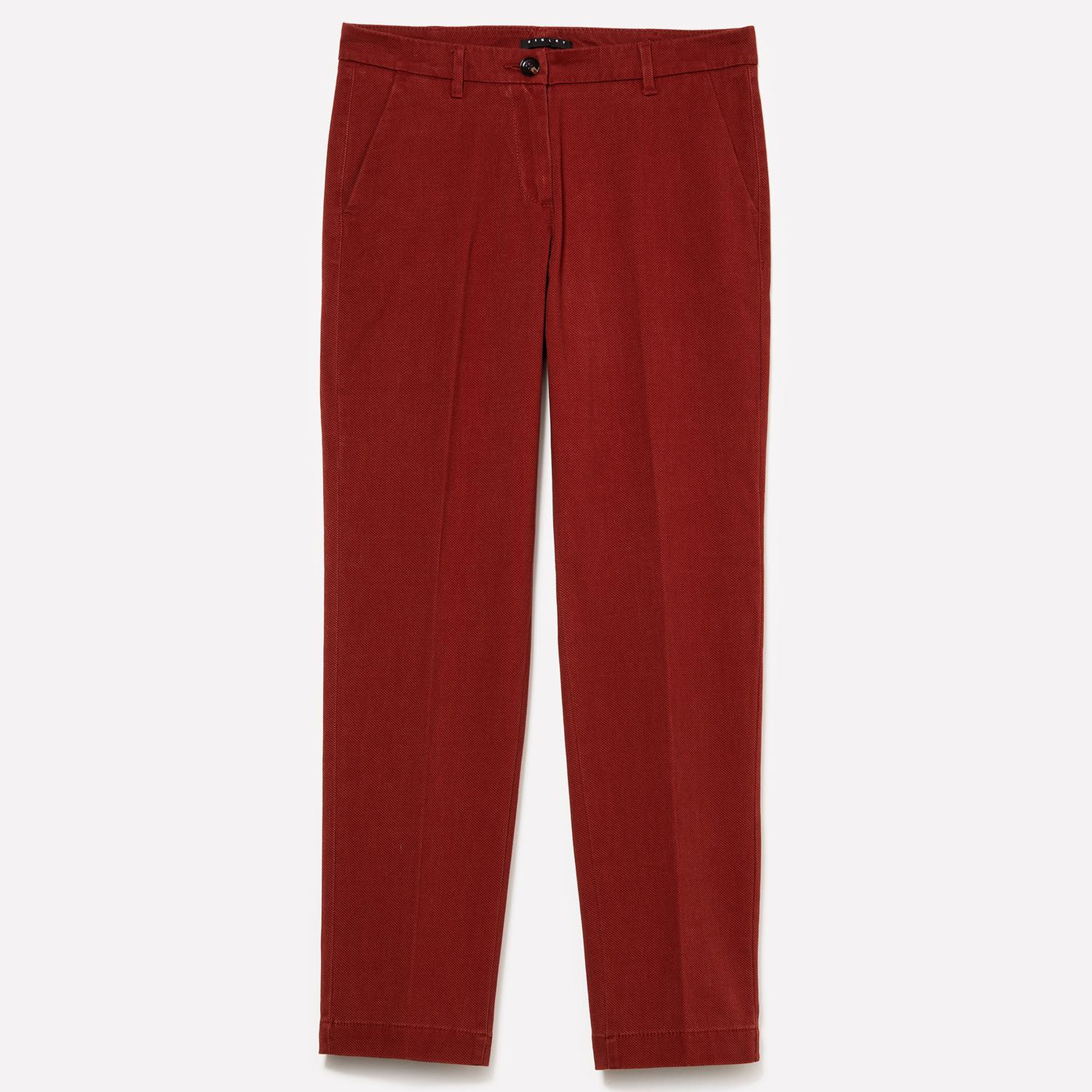 Kadın Koyu Kırmızı Koton Karışımlı Esnek Chino Pantolon