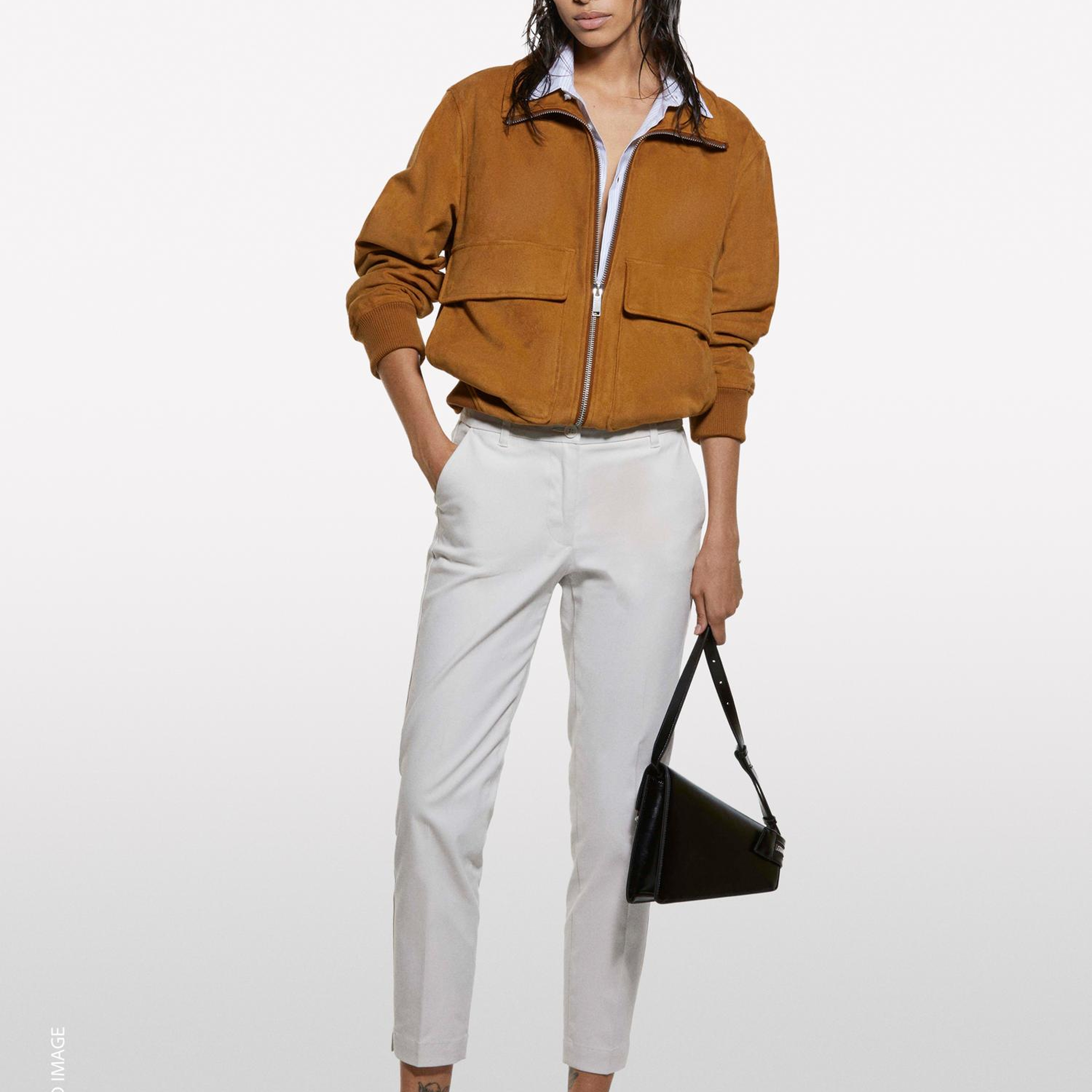 Kadın Krem Slim Fit Gabardin Pantolon