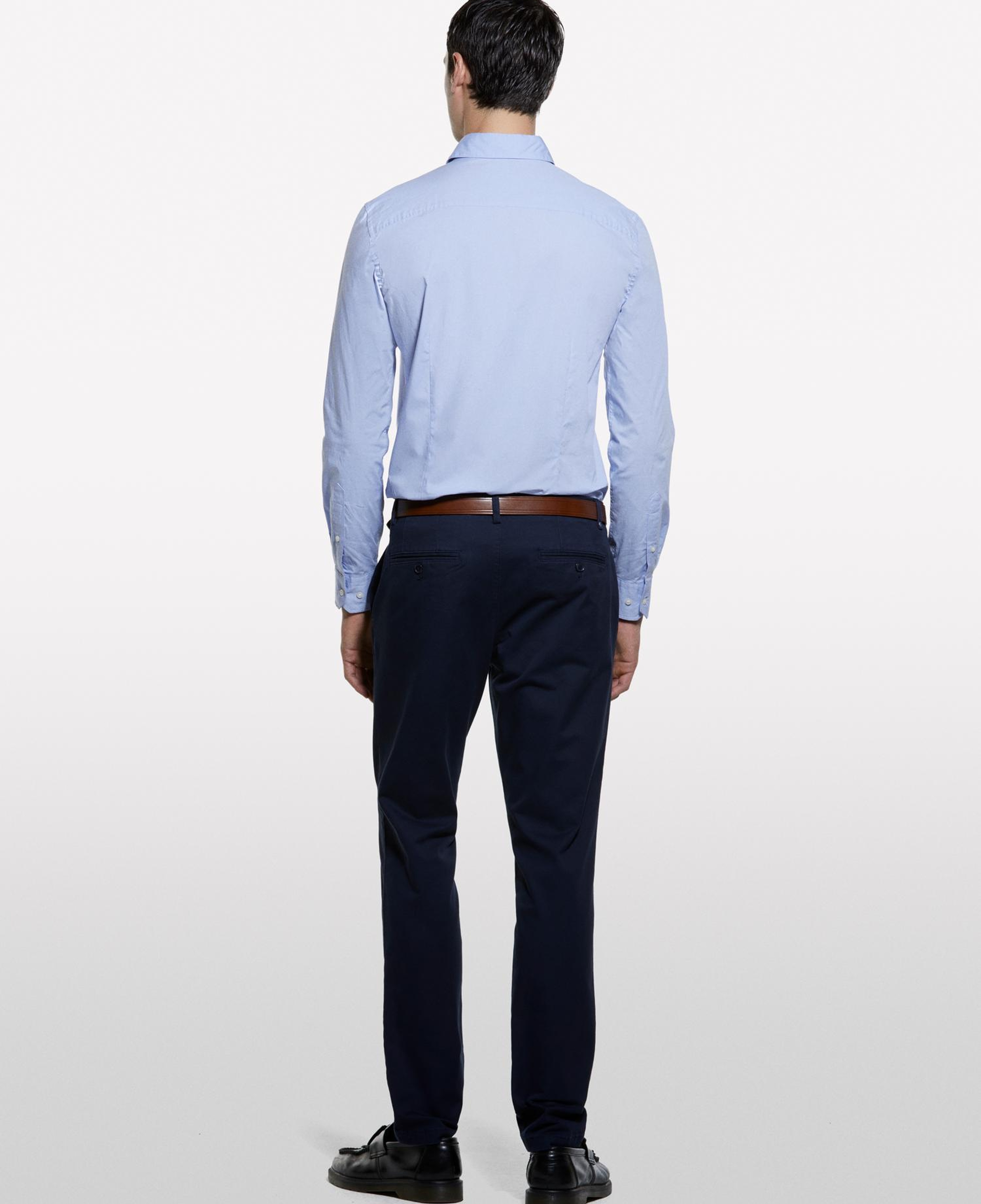 Erkek Lacivert Pamuk Karışımlı Streç Slim Fit Chino Pantolon