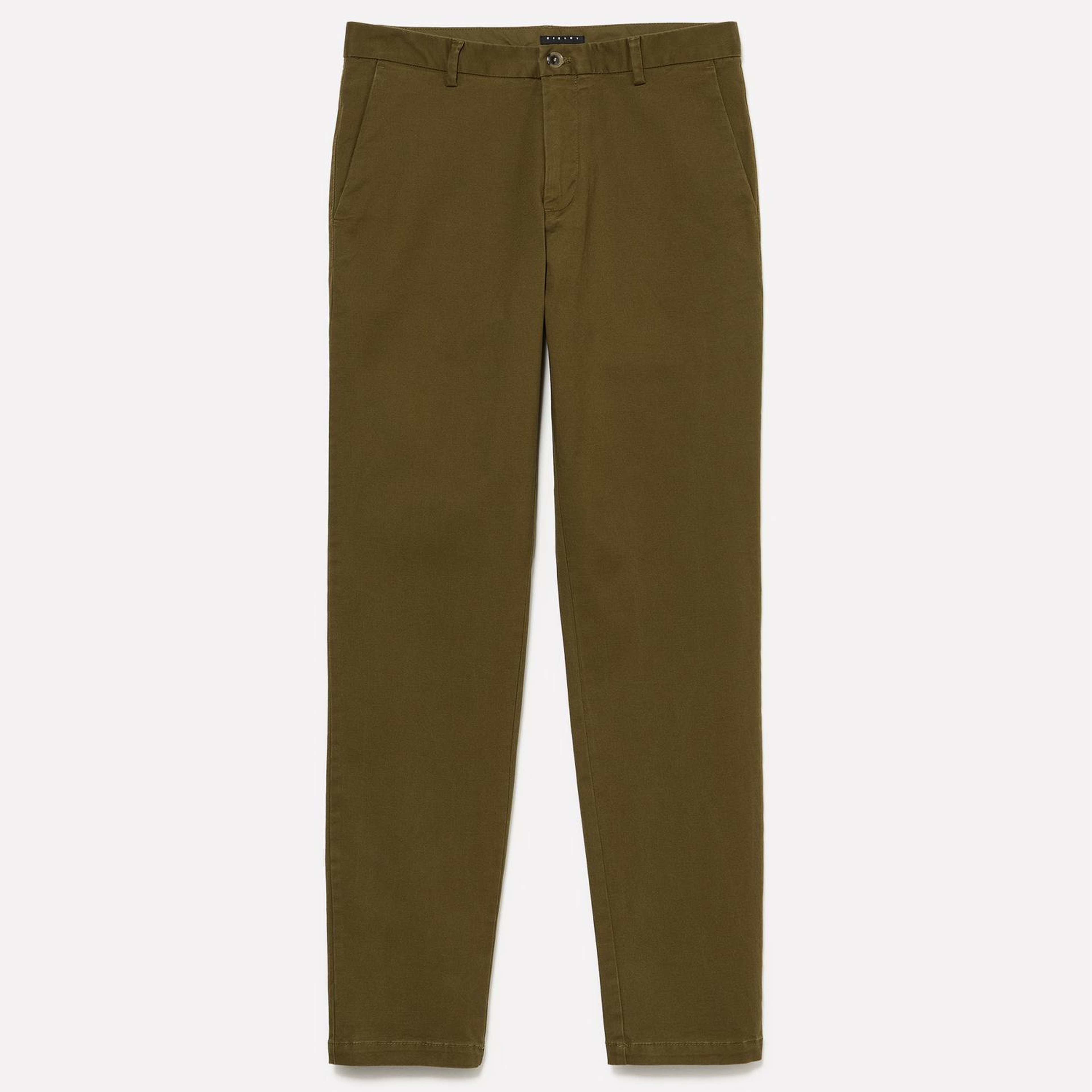 Erkek Haki Yeşili Pamuk Karışımlı Streç Slim Fit Chino Pantolon