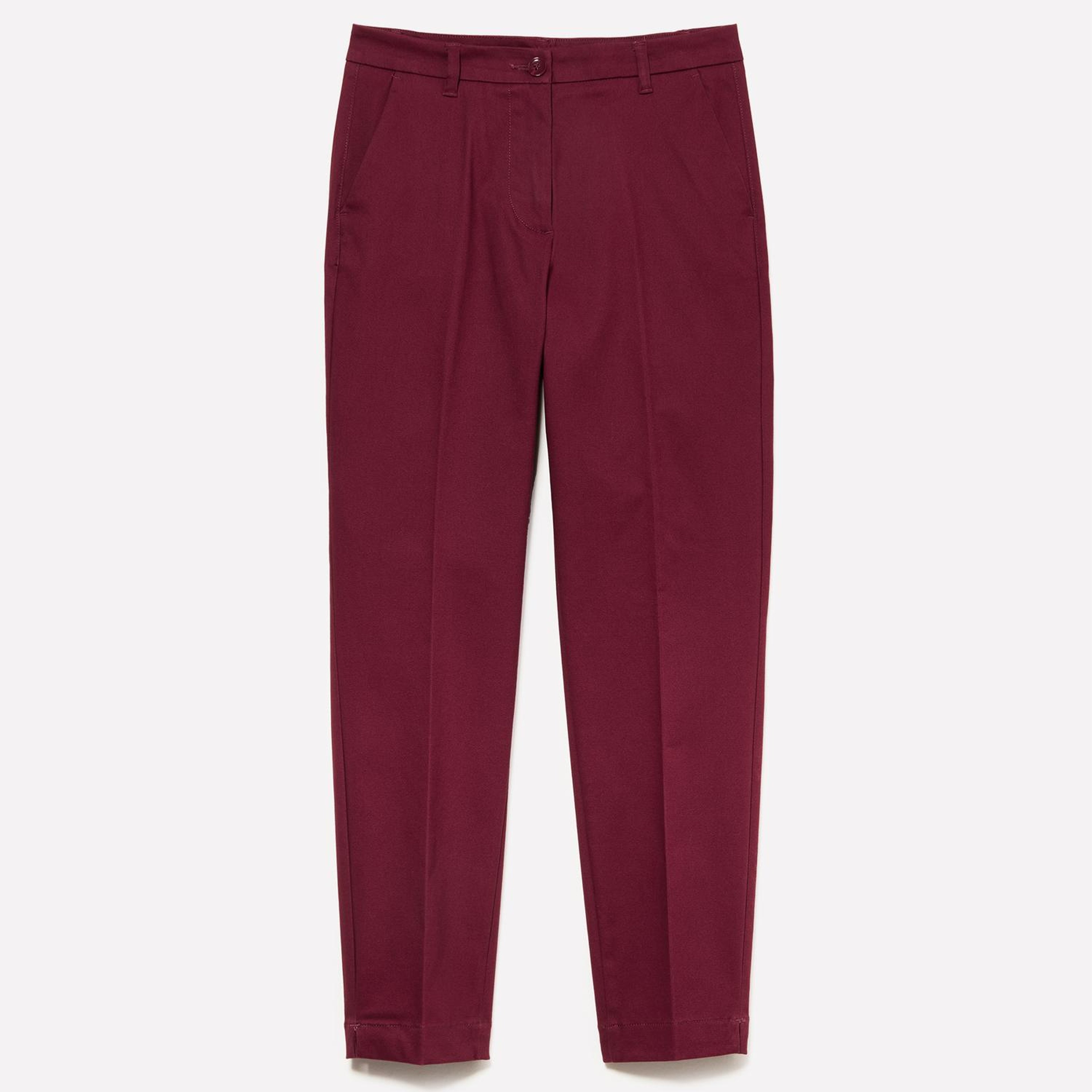 Kadın Bordo Slim Fit Gabardin Pantolon