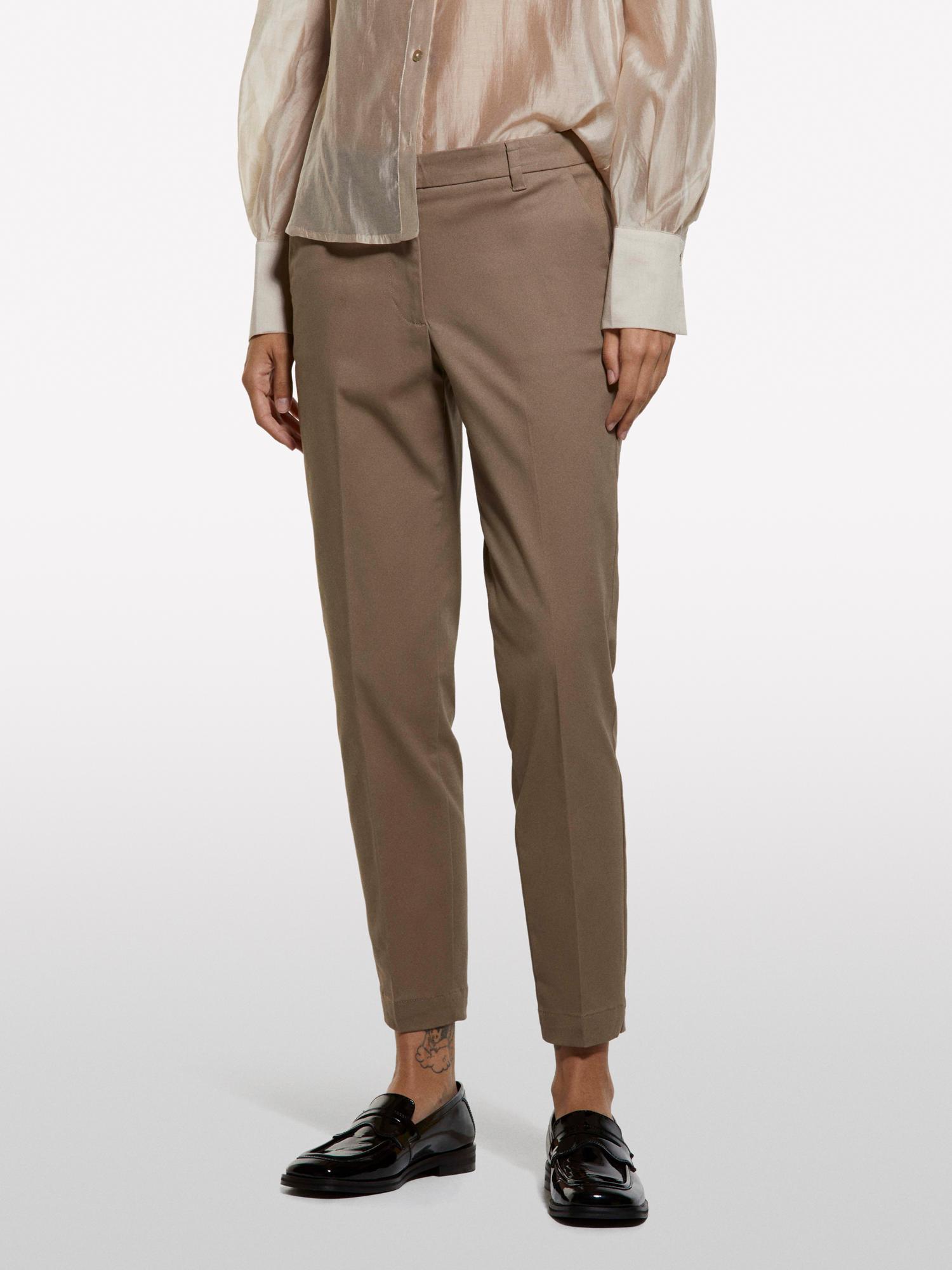 Kadın Kahverengi Slim Fit Gabardin Pantolon