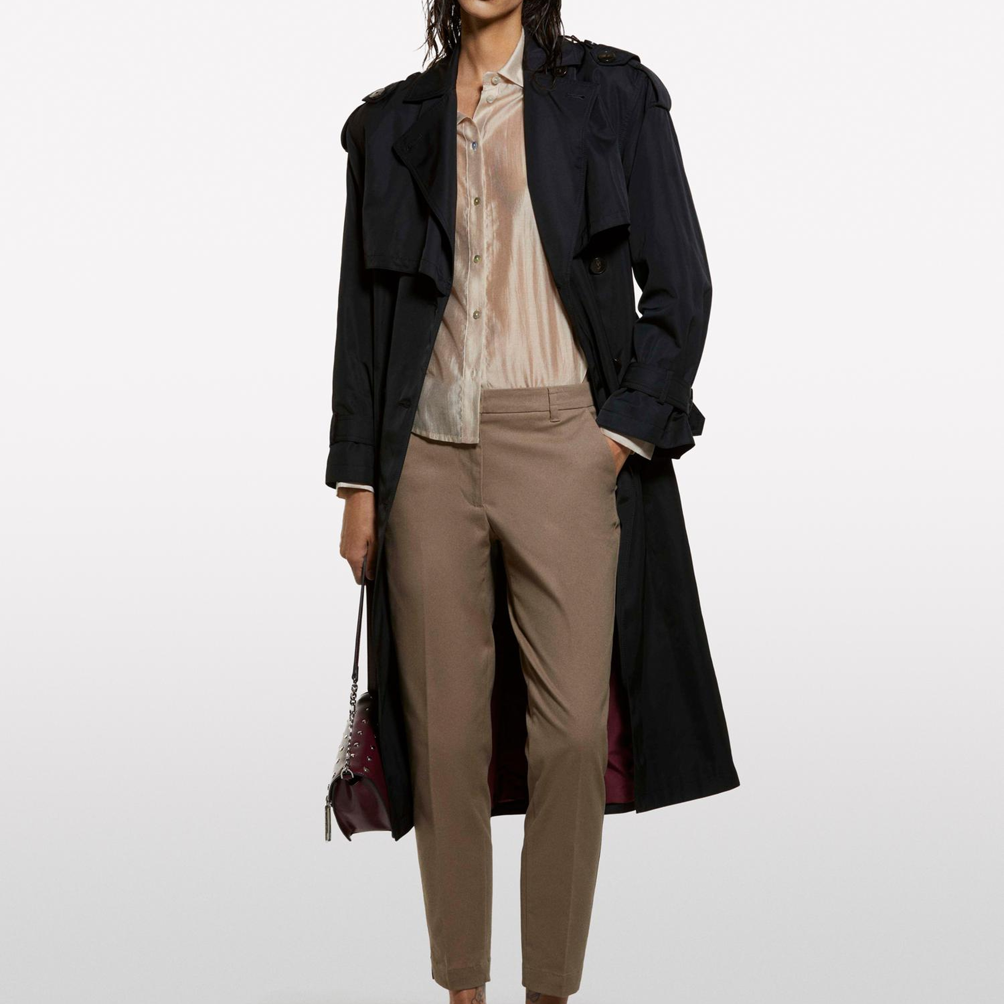 Kadın Kahverengi Slim Fit Gabardin Pantolon