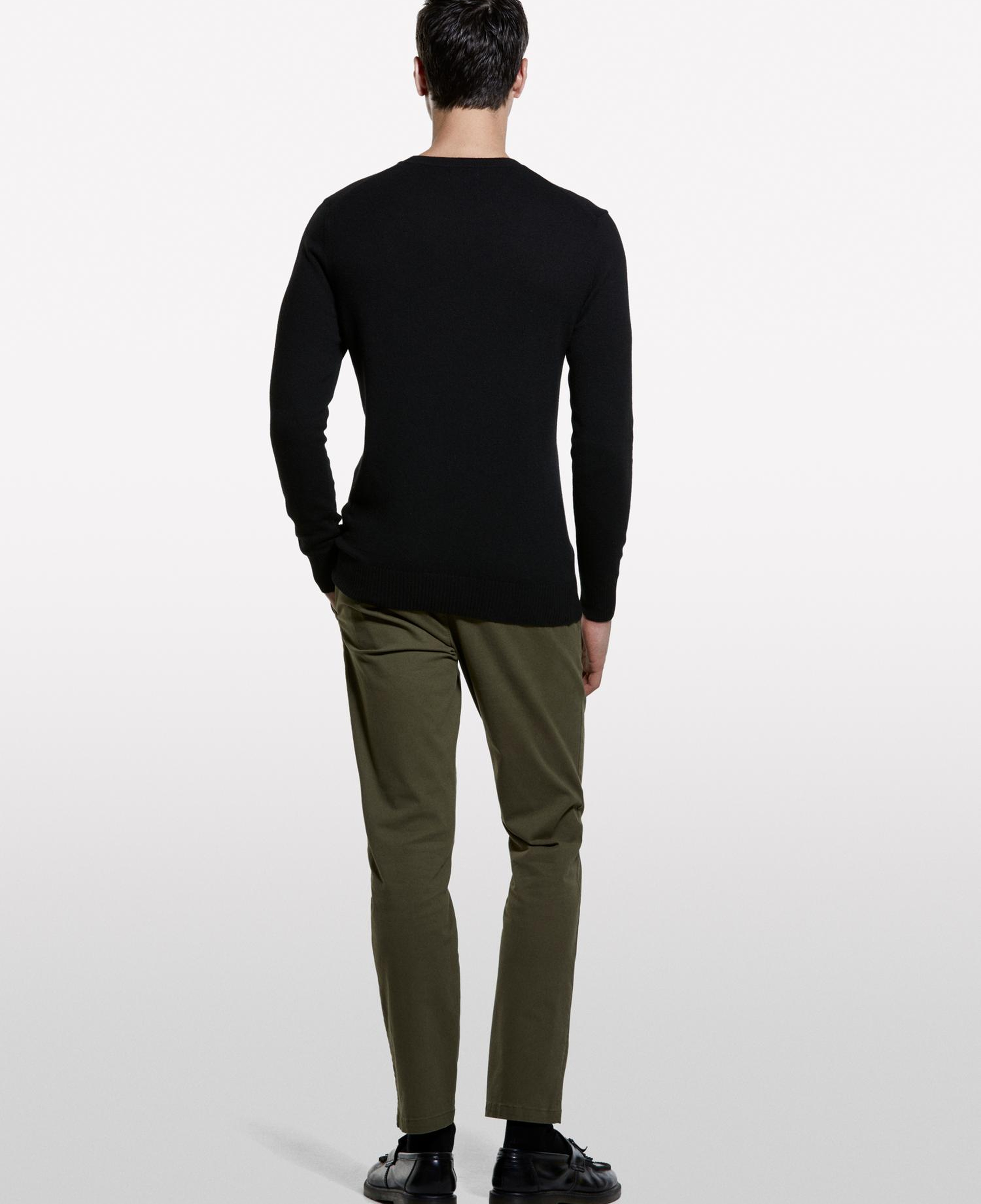 Erkek Haki Yeşili Slim Fit Vintage Efekt Chino Pantolon