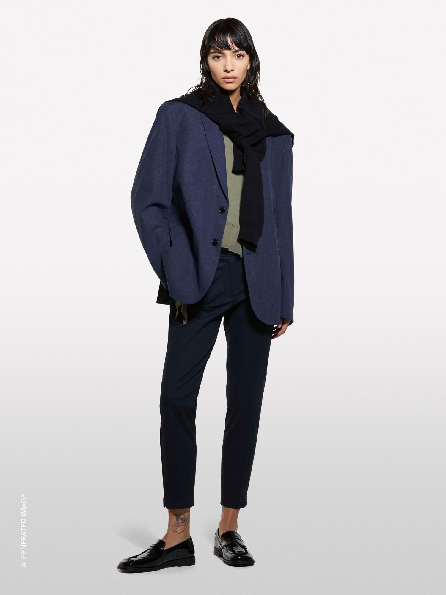 Kadın Lacivert Slim Fit Gabardin Pantolon