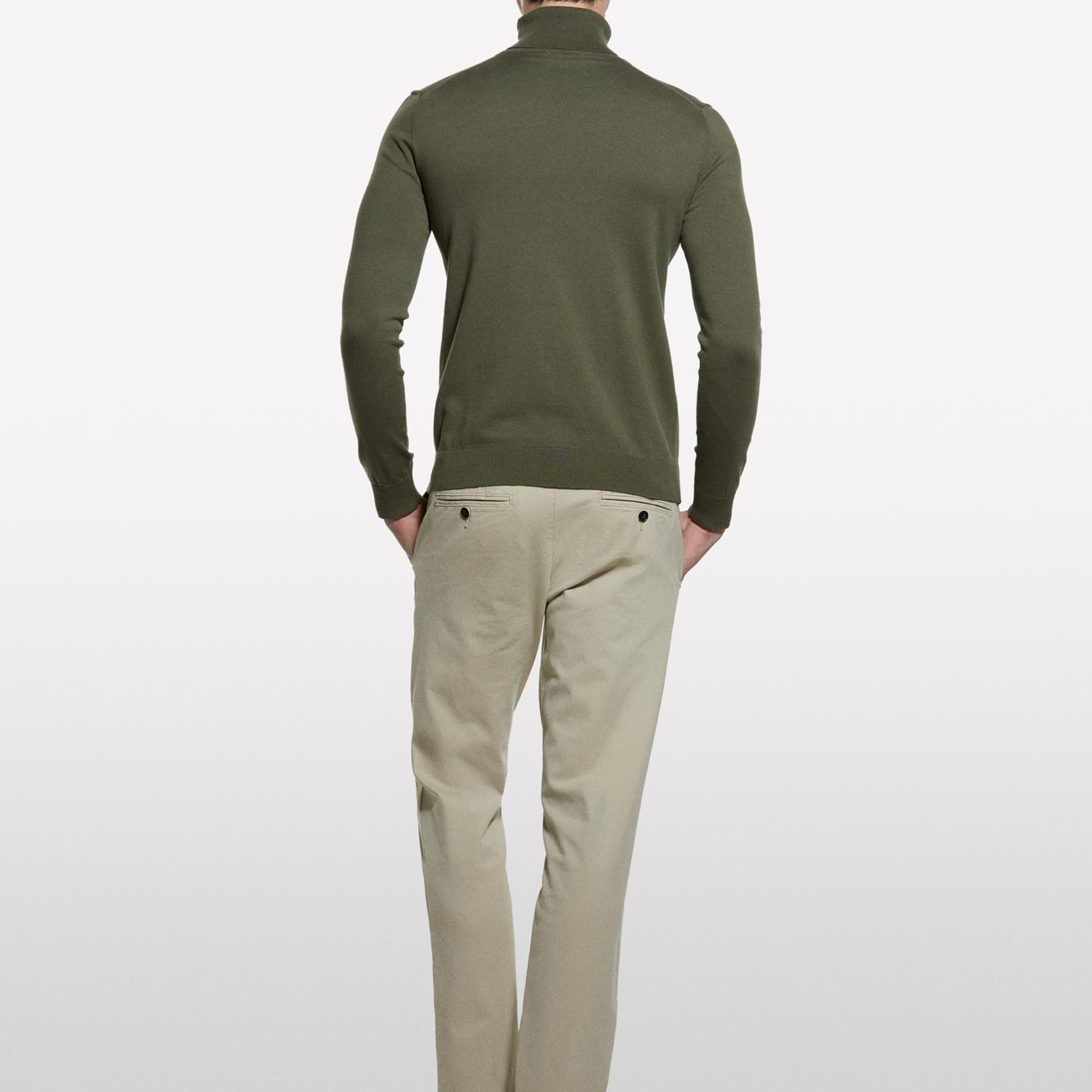Erkek Bej Slim Fit Vintage Efekt Chino Pantolon
