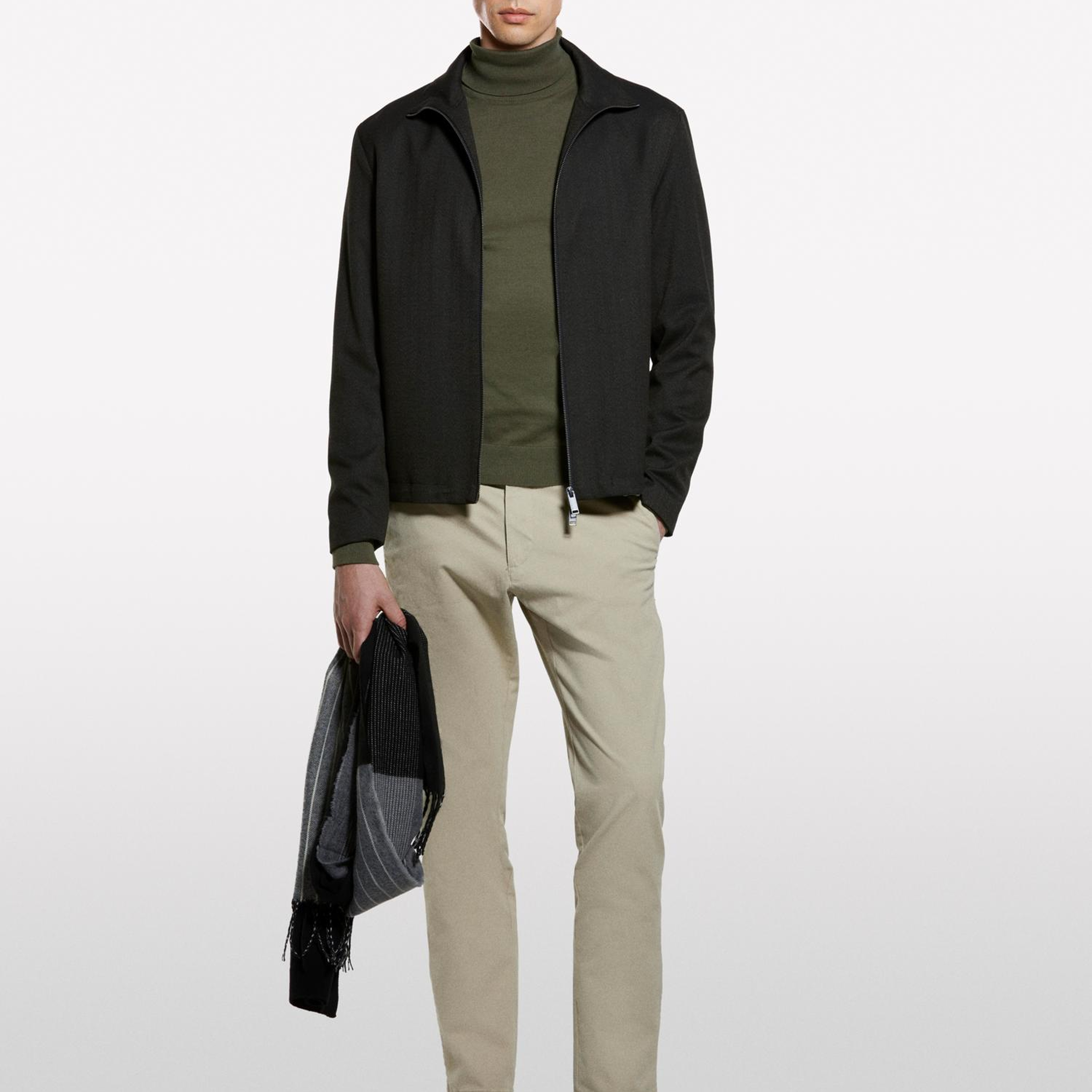 Erkek Bej Slim Fit Vintage Efekt Chino Pantolon