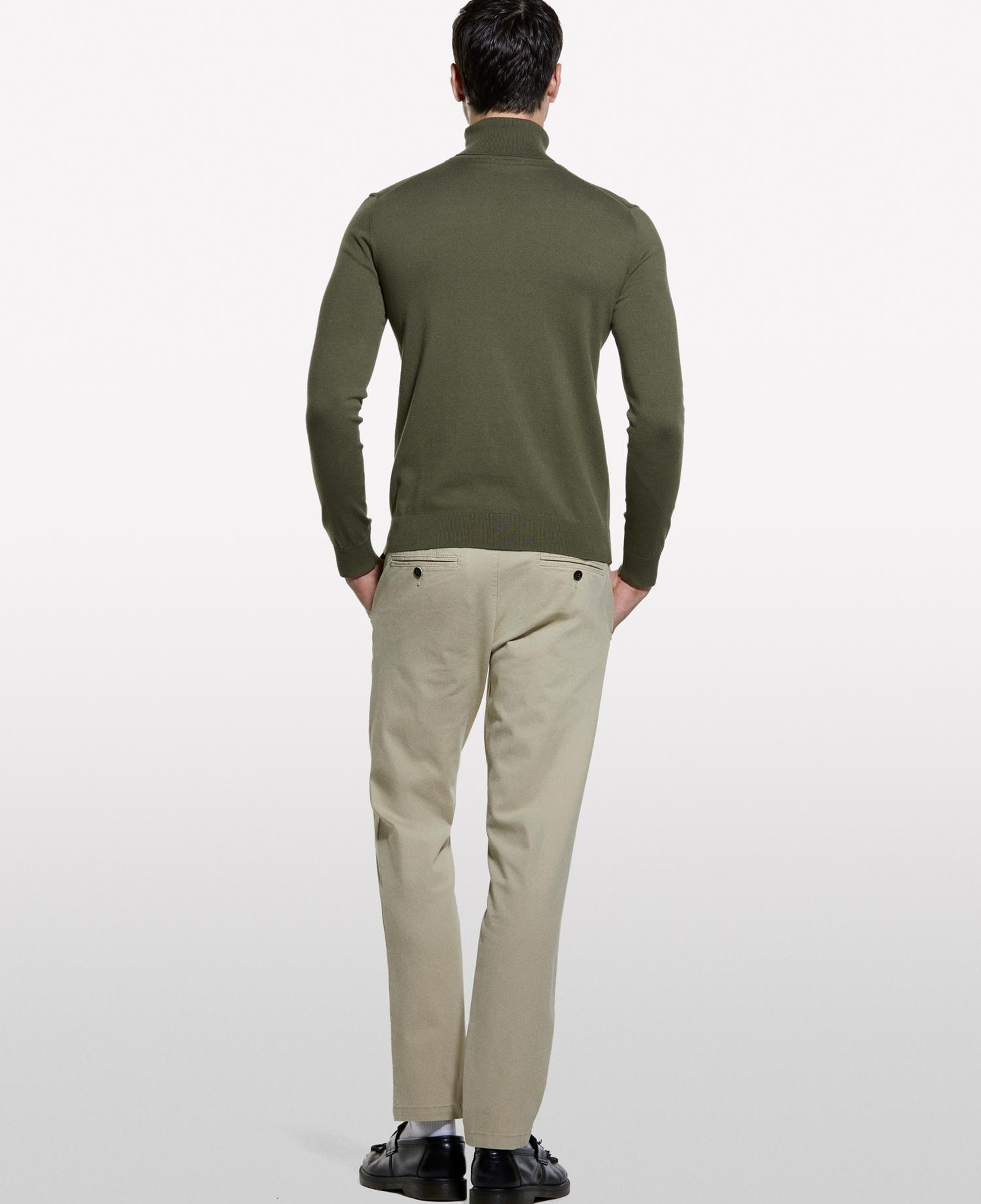 Erkek Bej Slim Fit Vintage Efekt Chino Pantolon
