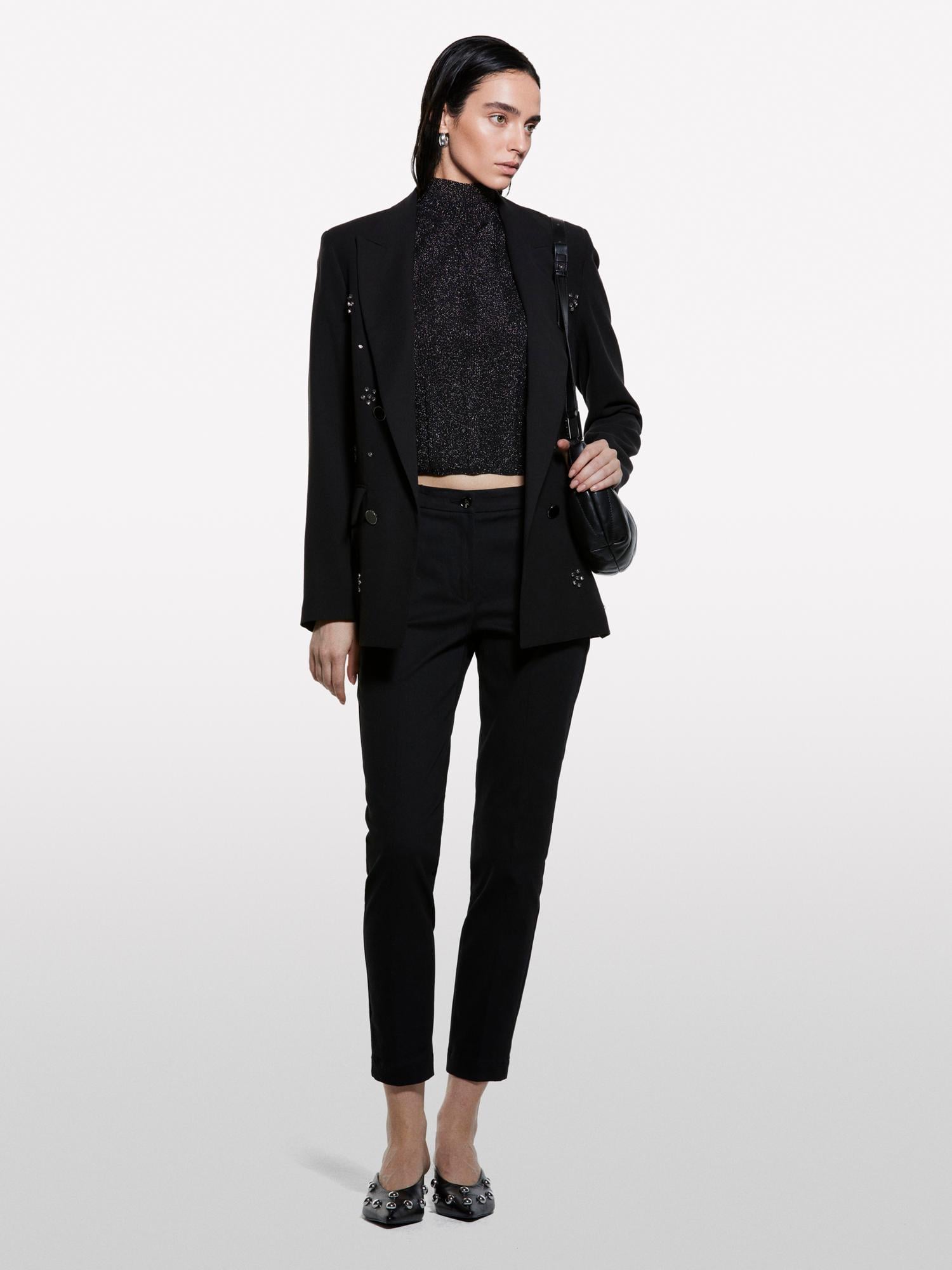 Kadın Siyah Slim Fit Gabardin Pantolon