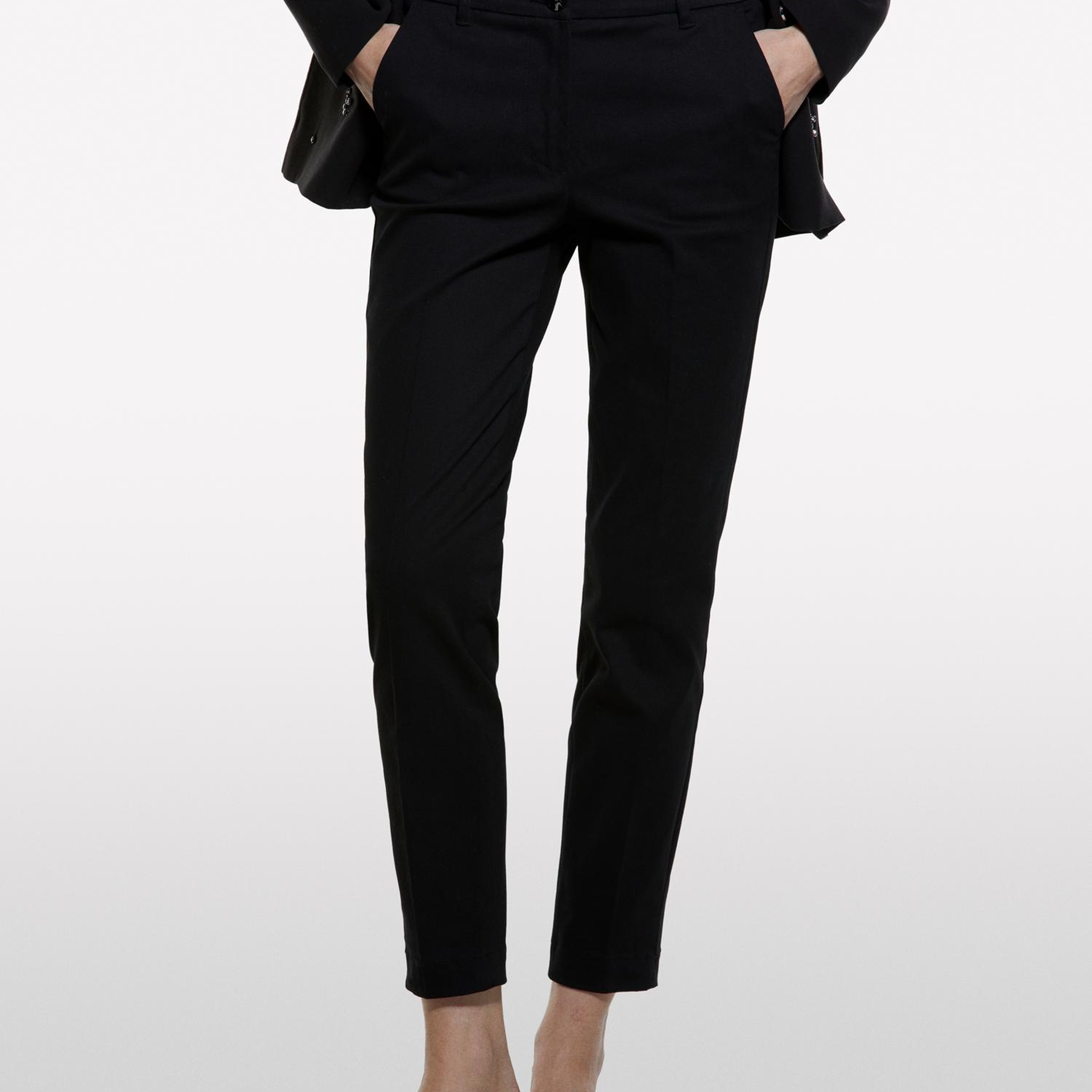 Kadın Siyah Slim Fit Gabardin Pantolon