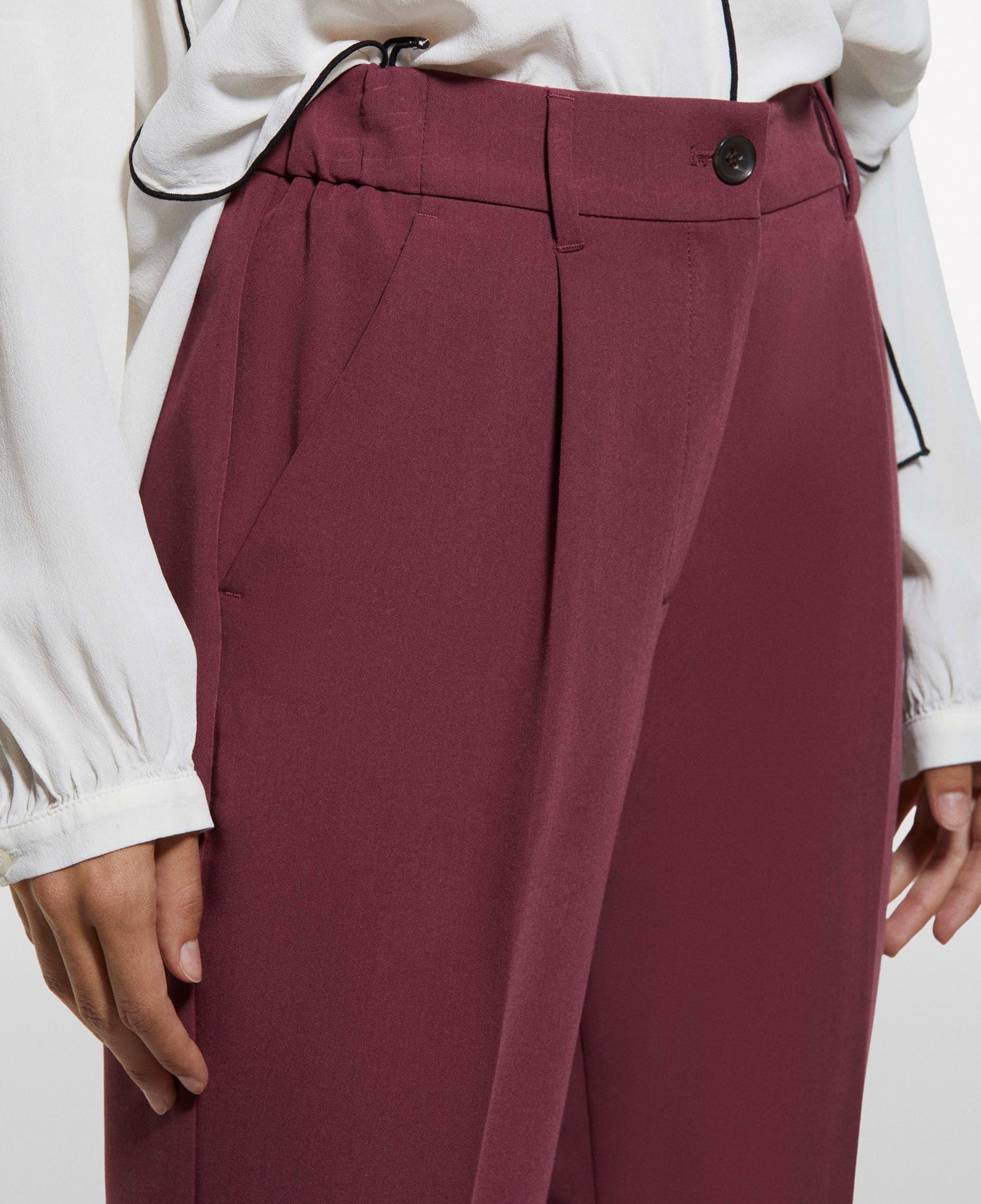 Kadın Bordo Viskoz Karışımlı Beli Lastikli Pantolon