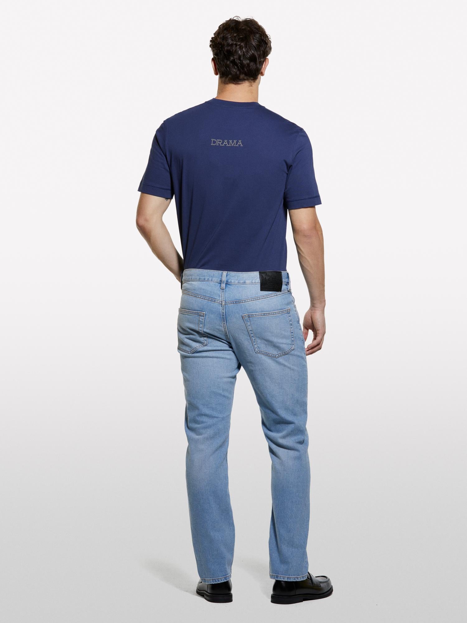 Erkek Açık Mavi Pamuk Karışımlı Regular Fit Denim Pantolon
