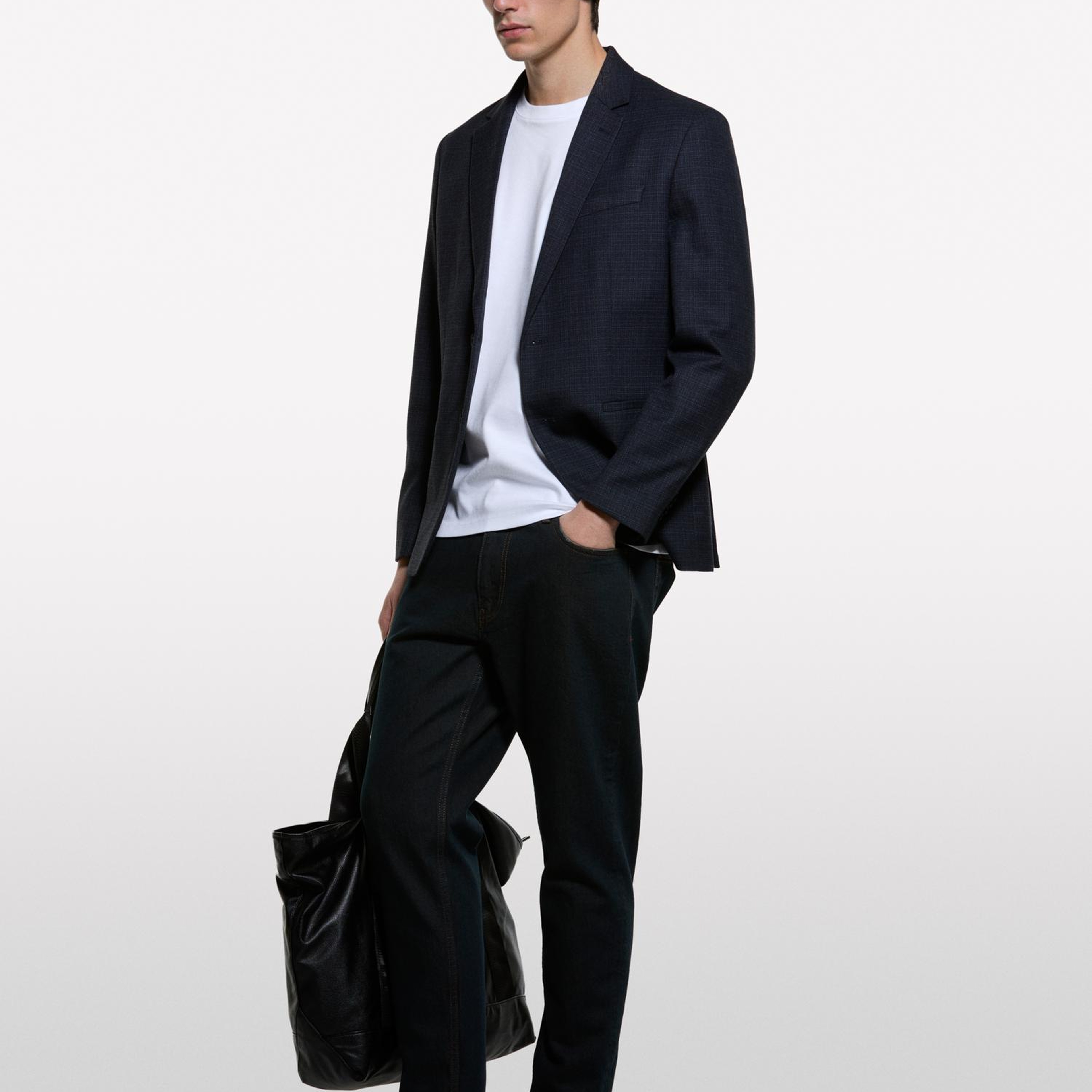 Erkek Koyu Gri %100 Pamuk Slim Fit Denim Pantolon