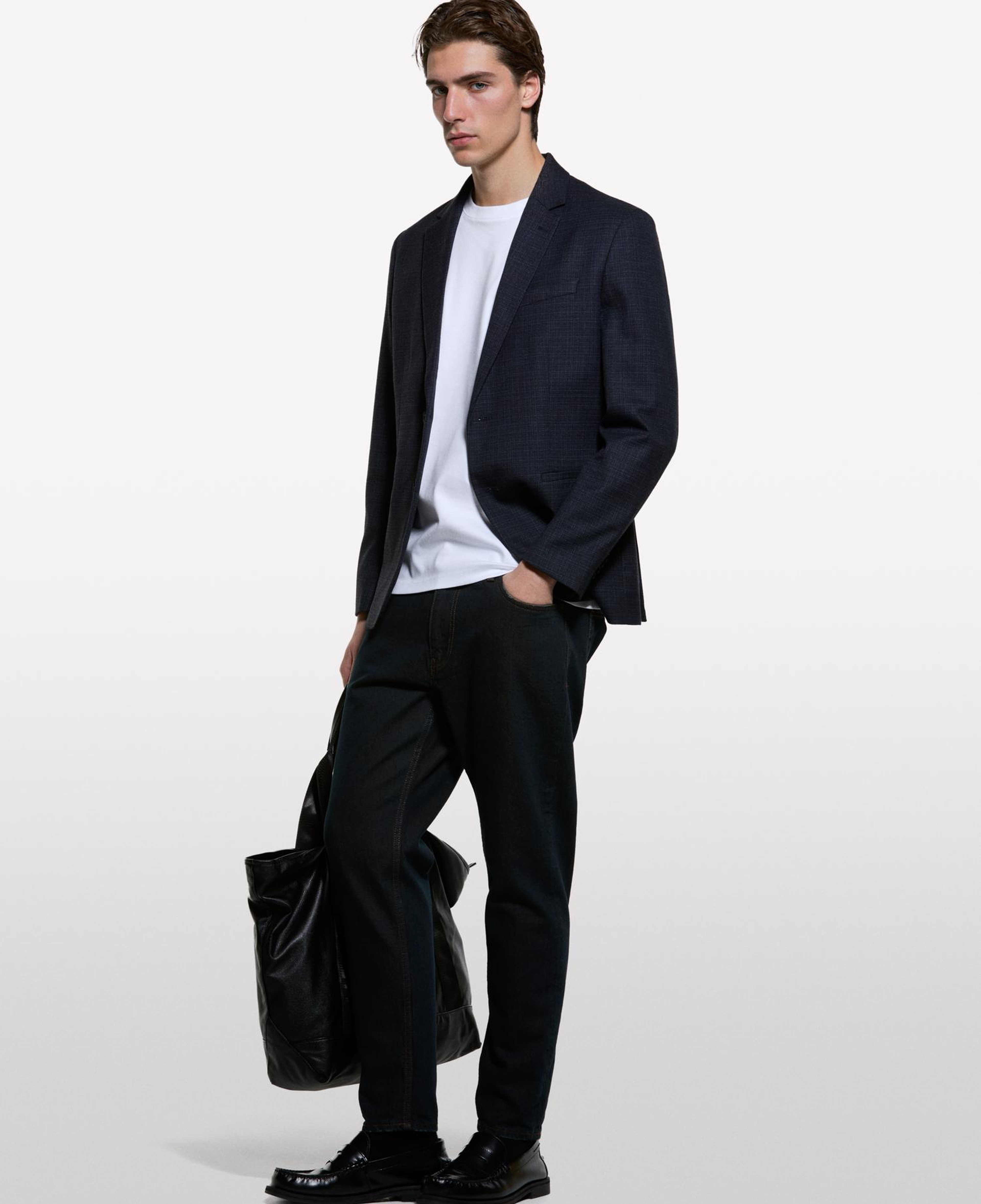 Erkek Koyu Gri %100 Pamuk Slim Fit Denim Pantolon