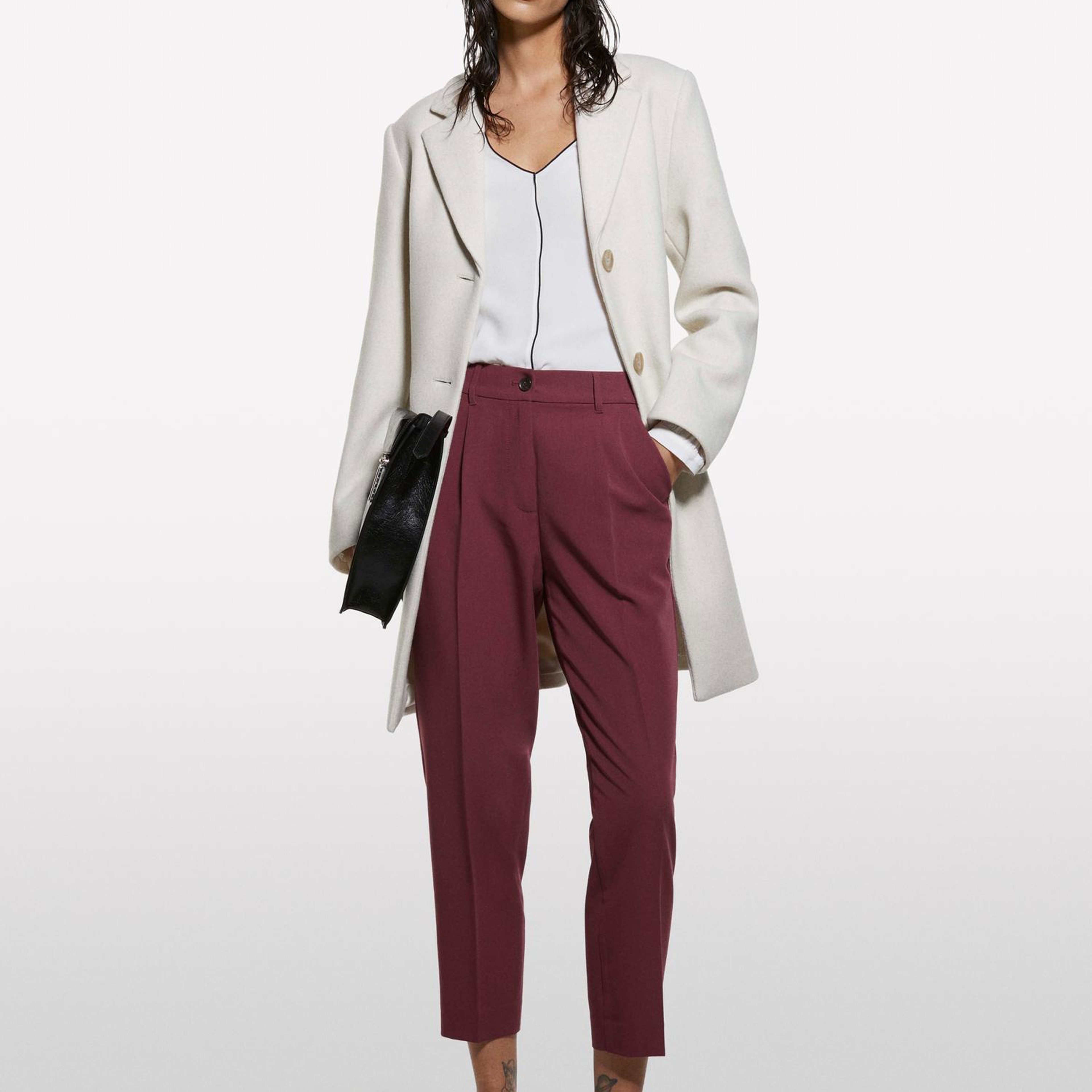 Kadın Krem %100 Viskoz V Yaka Oversize Bluz