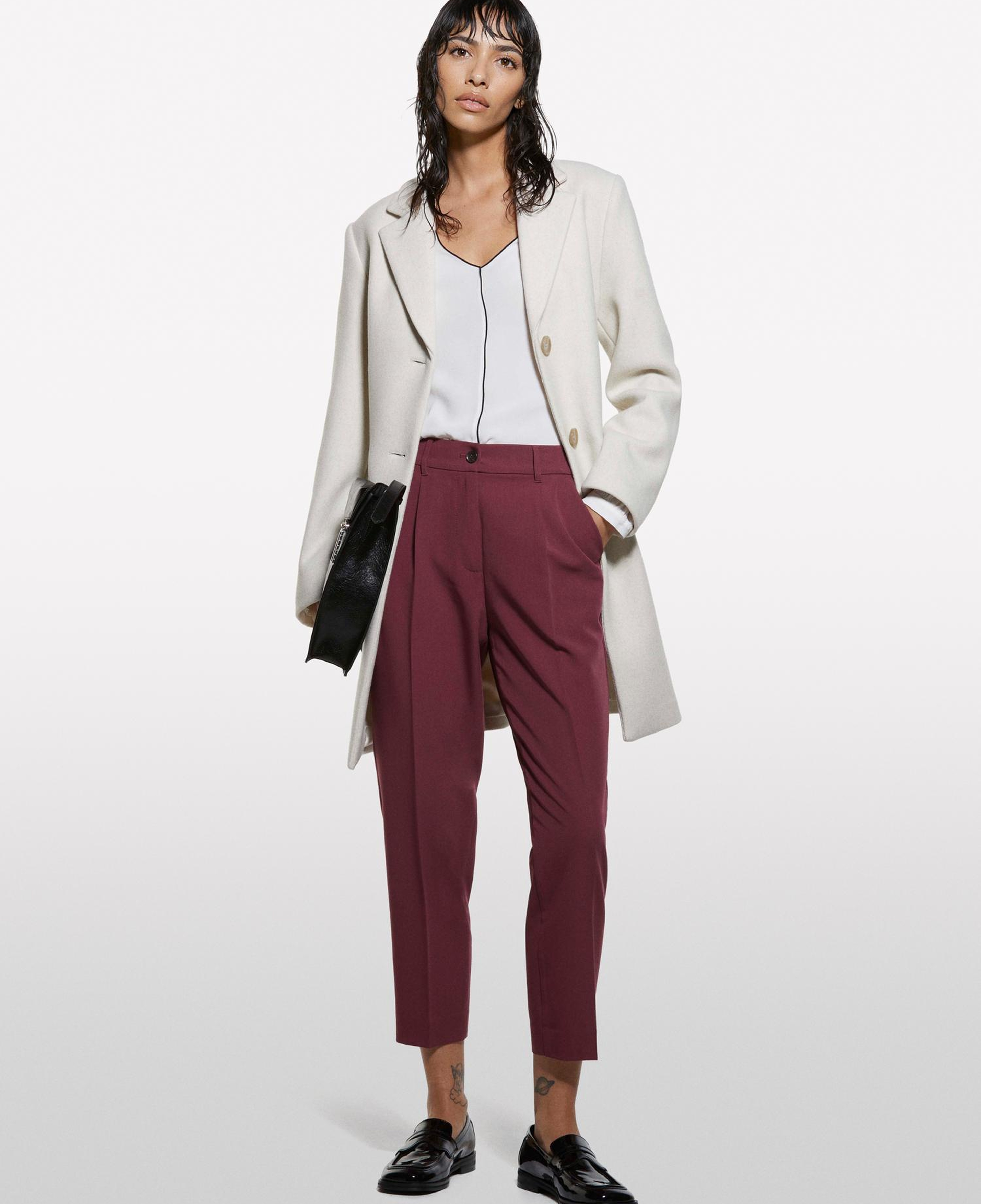 Kadın Krem %100 Viskoz V Yaka Oversize Bluz