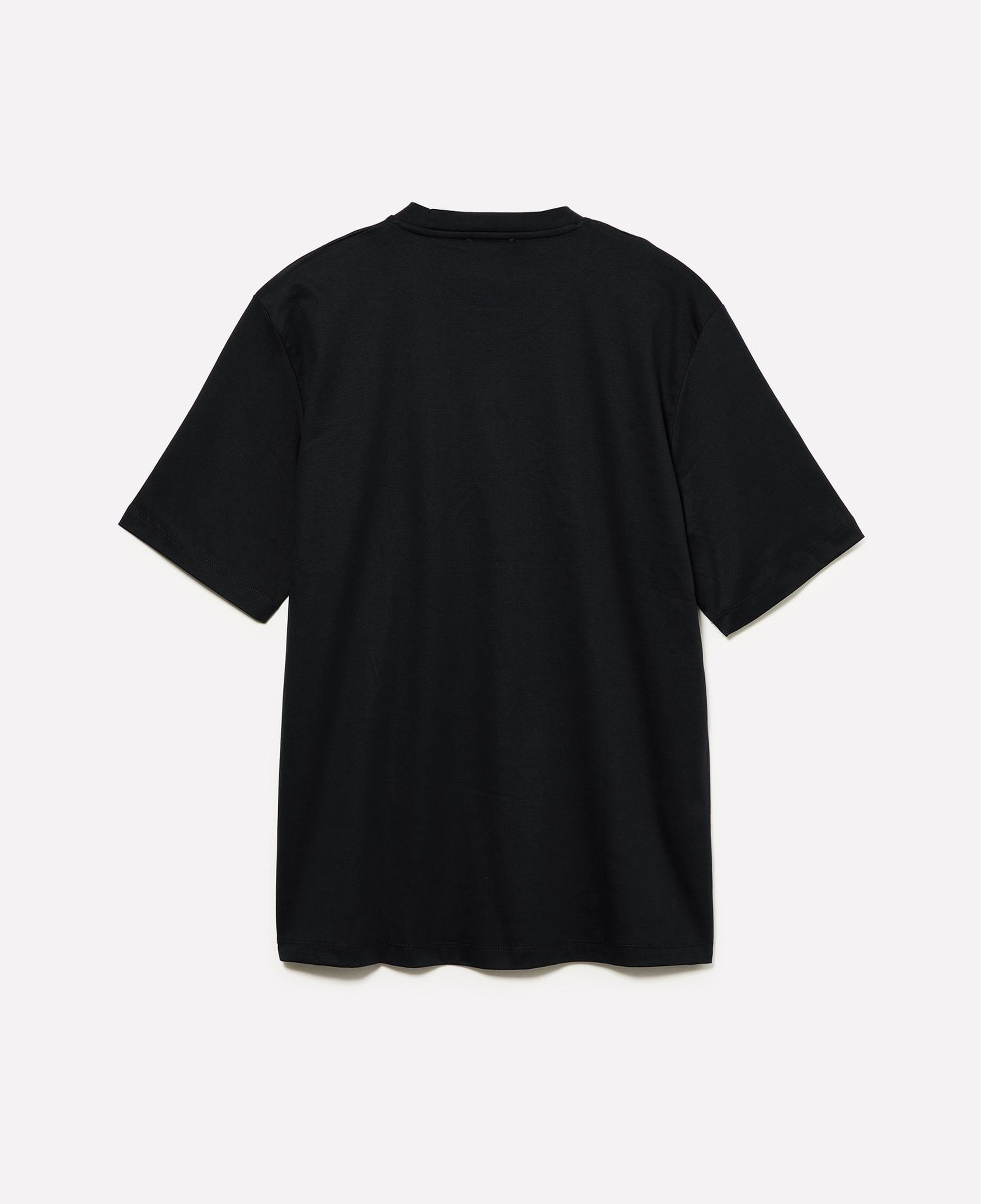 Erkek Siyah %100 Pamuk Göğüs Baskılı Bisiklet Yaka T-Shirt