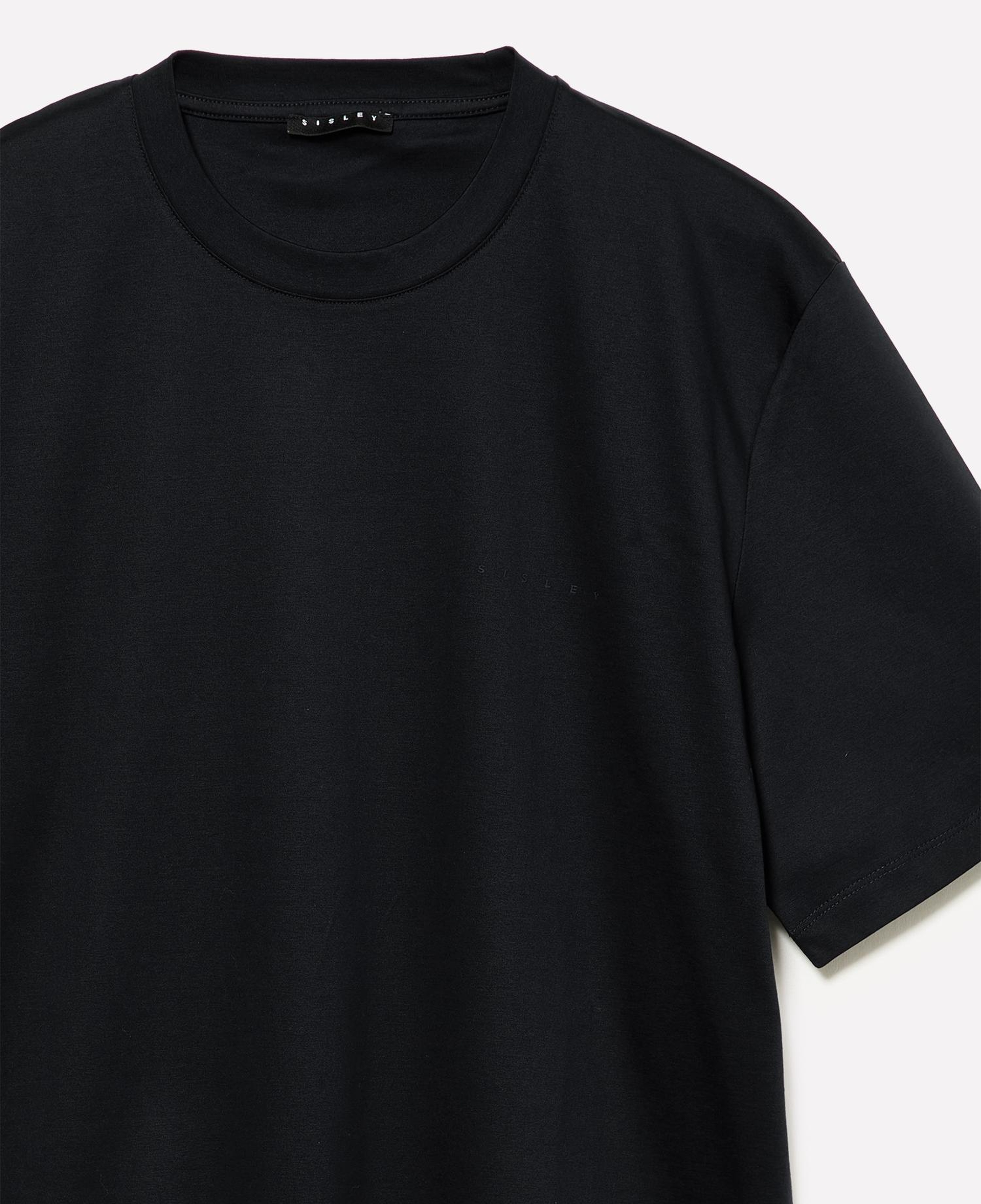 Erkek Siyah %100 Pamuk Göğüs Baskılı Bisiklet Yaka T-Shirt