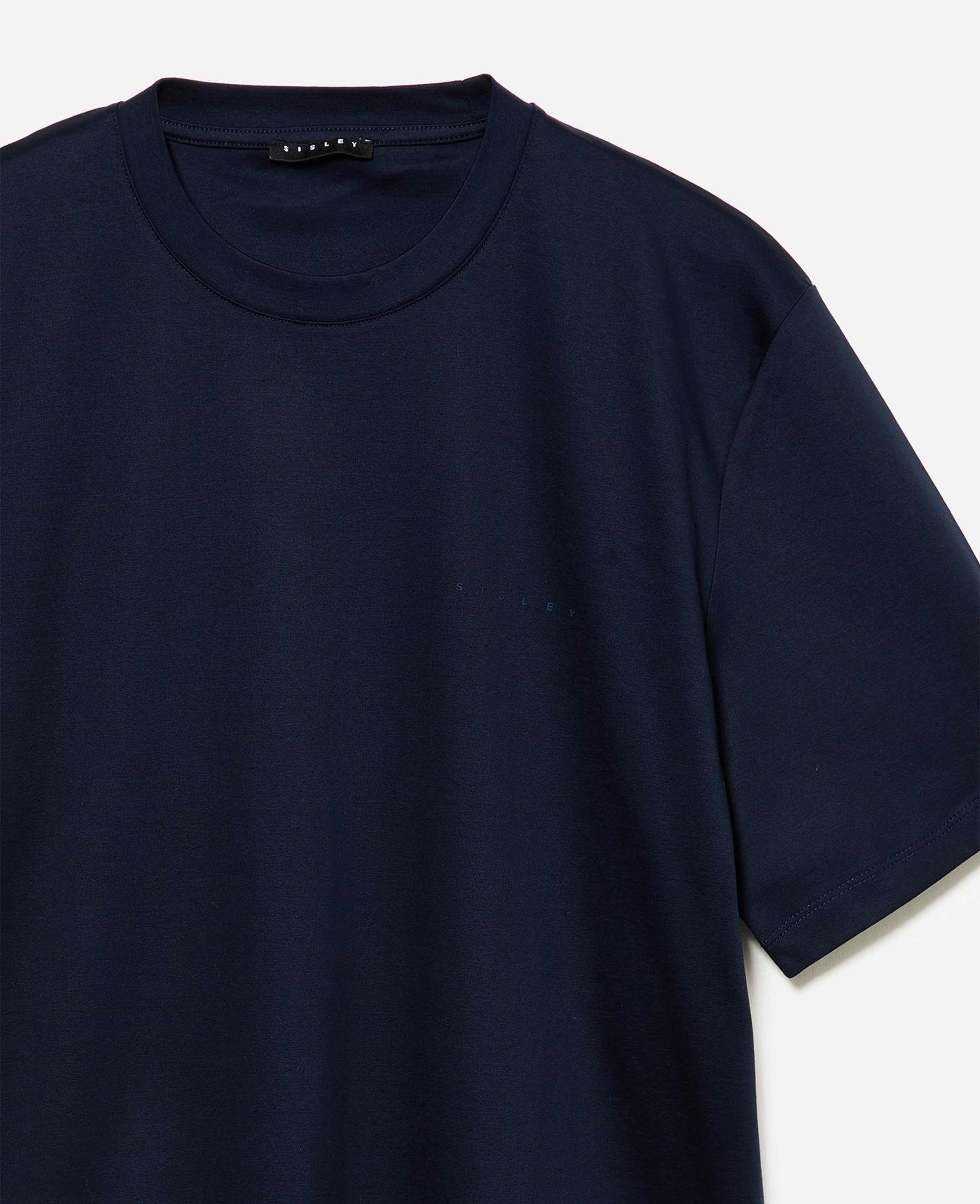 Erkek Lacivert %100 Pamuk Göğüs Baskılı Bisiklet Yaka T-Shirt