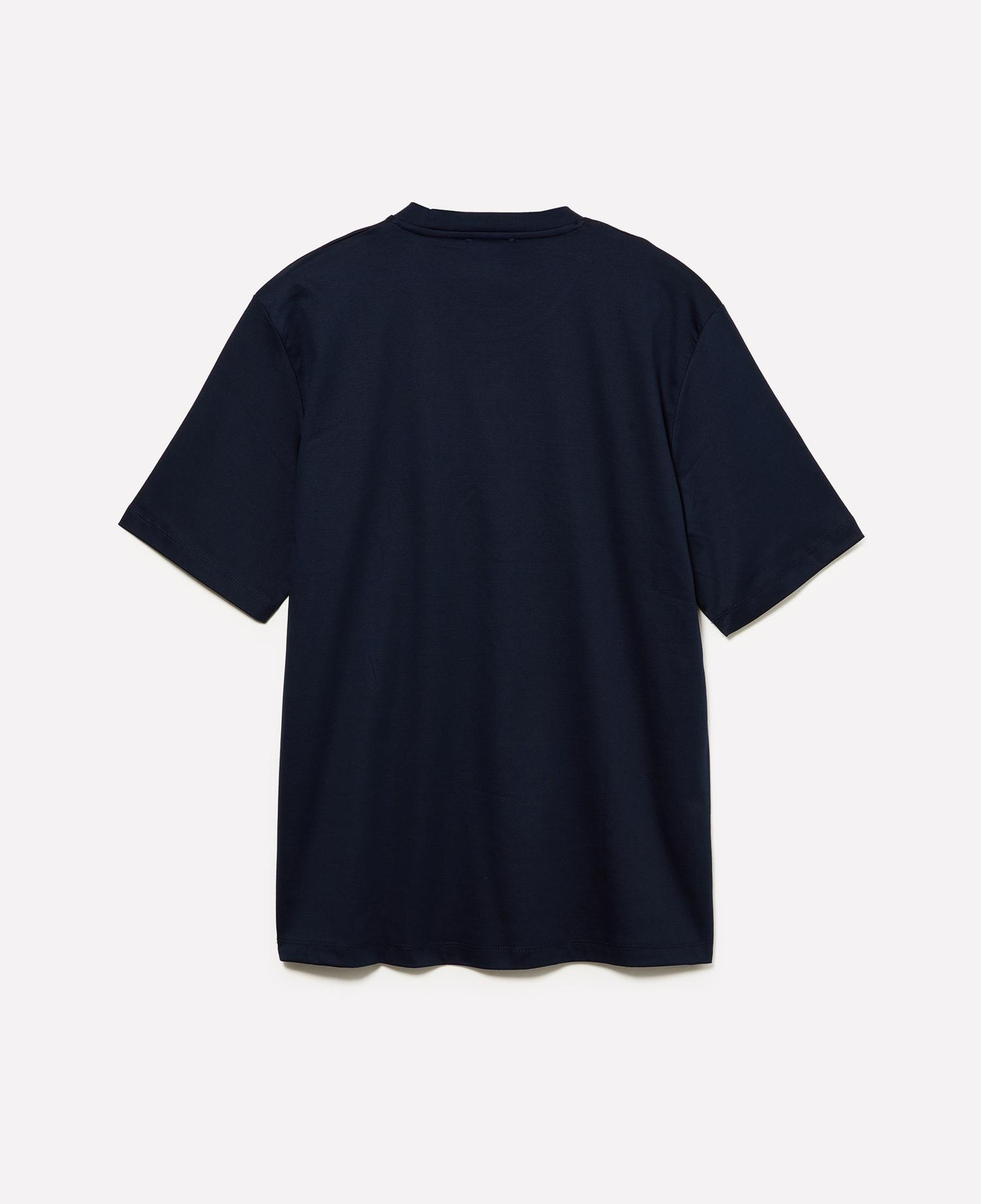 Erkek Lacivert %100 Pamuk Göğüs Baskılı Bisiklet Yaka T-Shirt