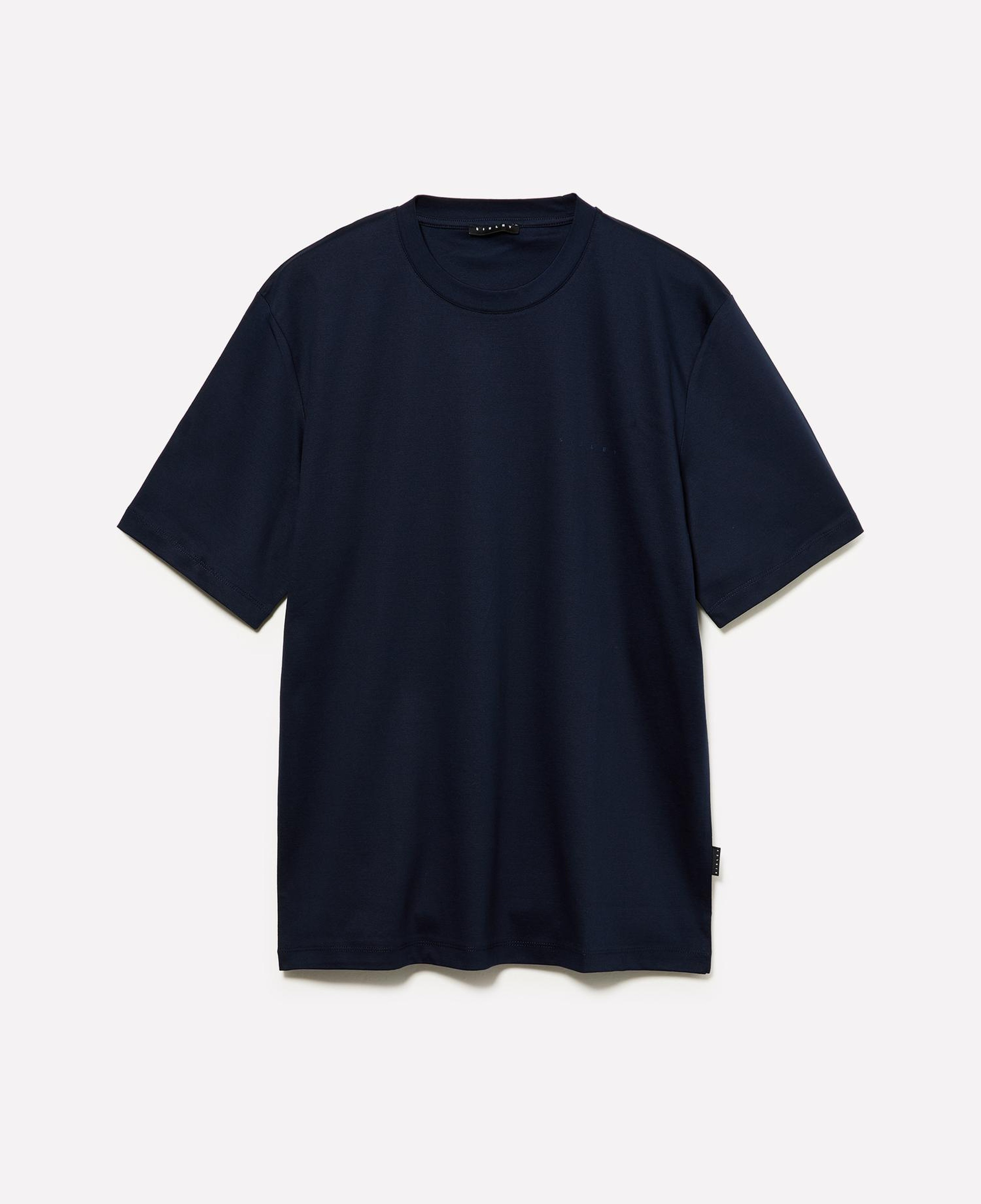 Erkek Lacivert %100 Pamuk Göğüs Baskılı Bisiklet Yaka T-Shirt