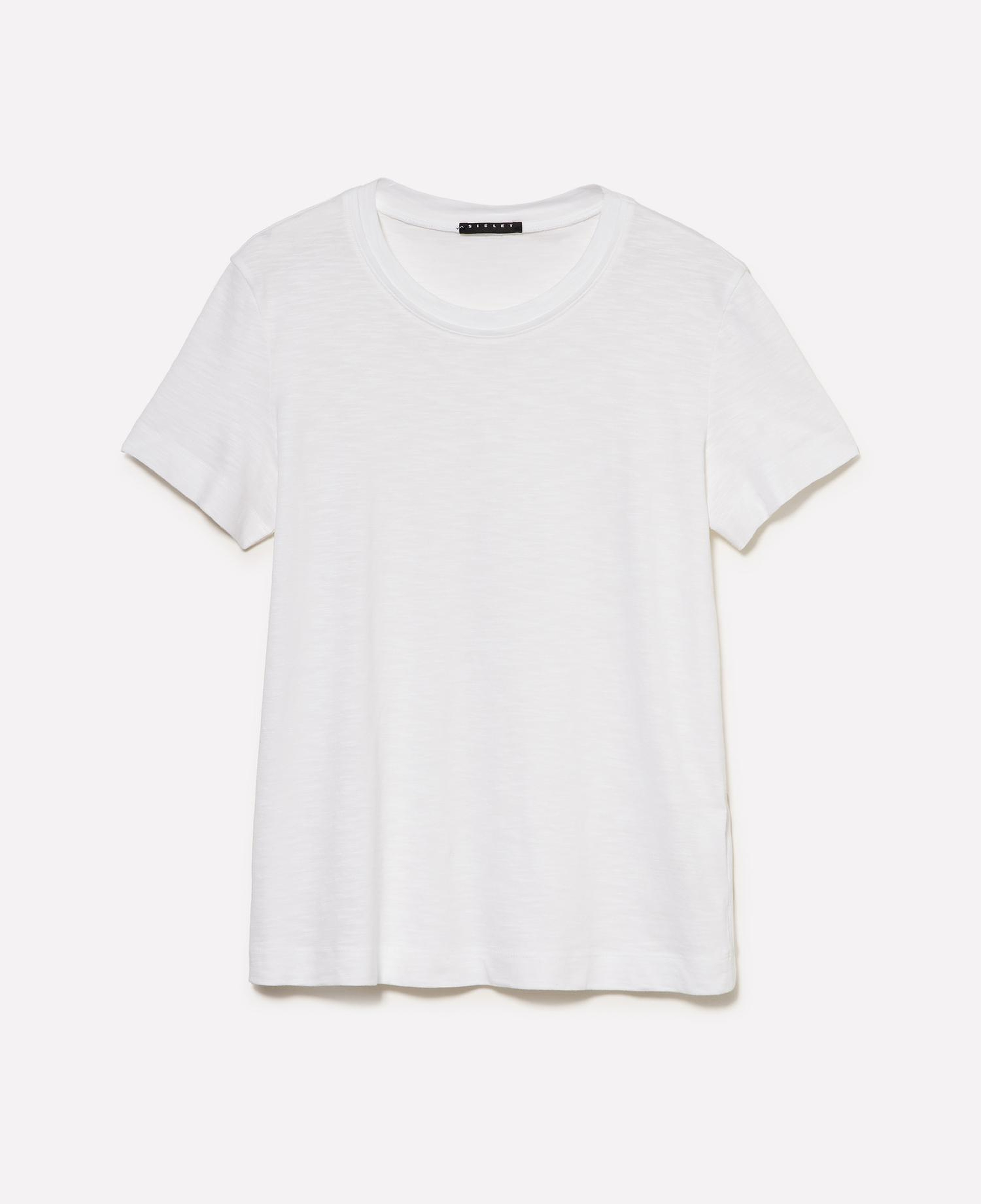 Kadın Beyaz Pamuk ve Modal Karışımlı Bisiklet Yaka T-Shirt