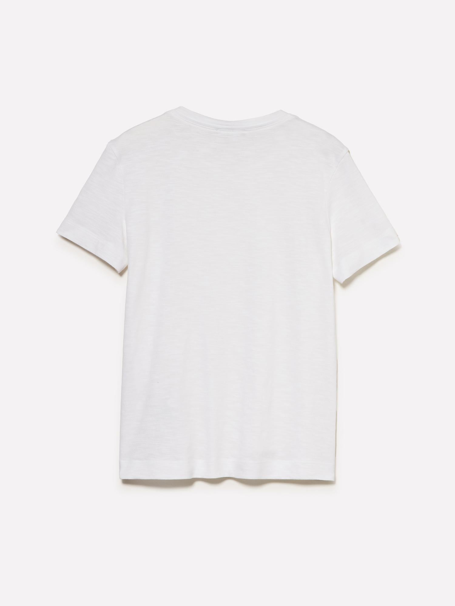 Kadın Beyaz Pamuk ve Modal Karışımlı Bisiklet Yaka T-Shirt