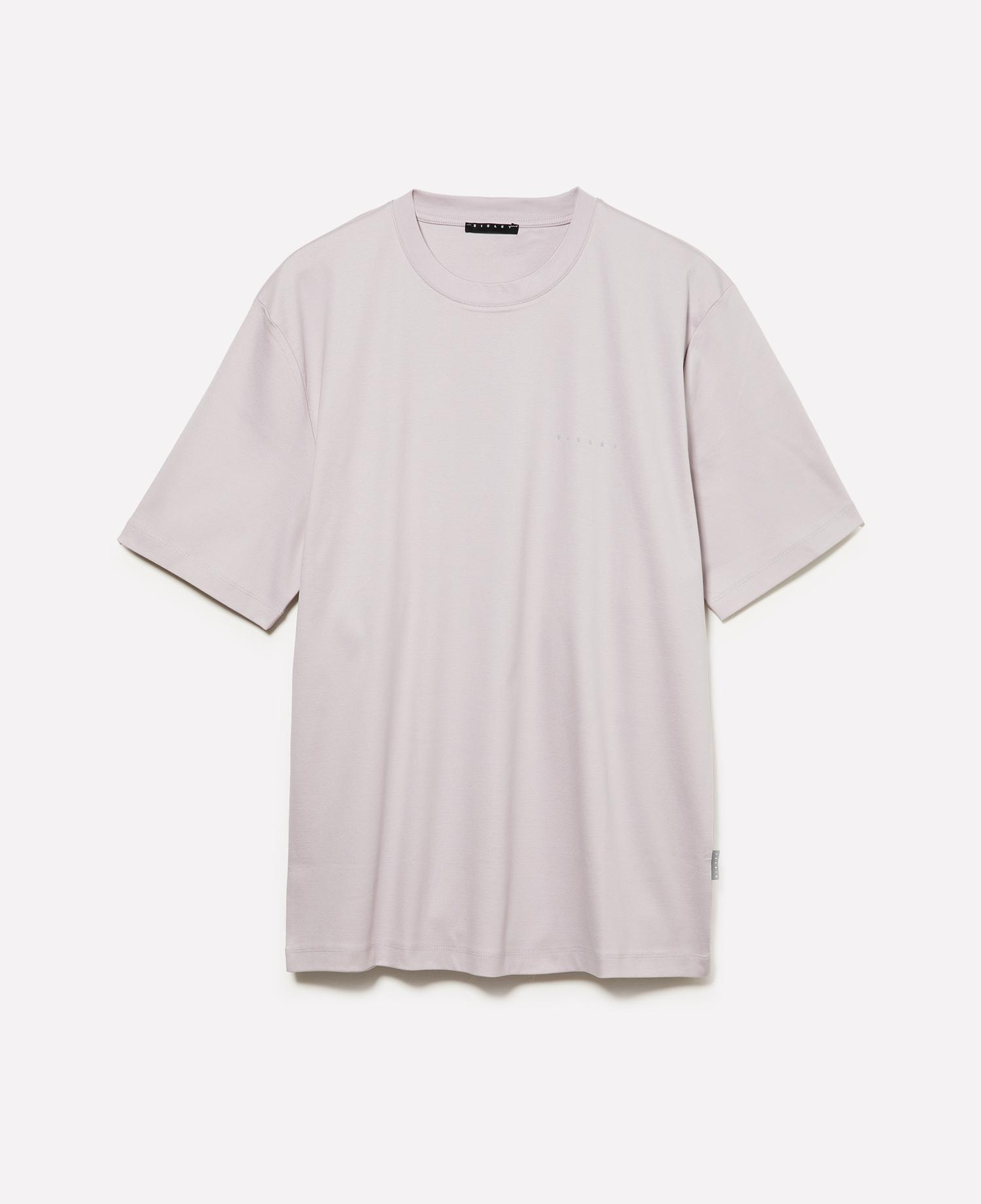Erkek Lila %100 Pamuk Göğüs Baskılı Bisiklet Yaka T-Shirt