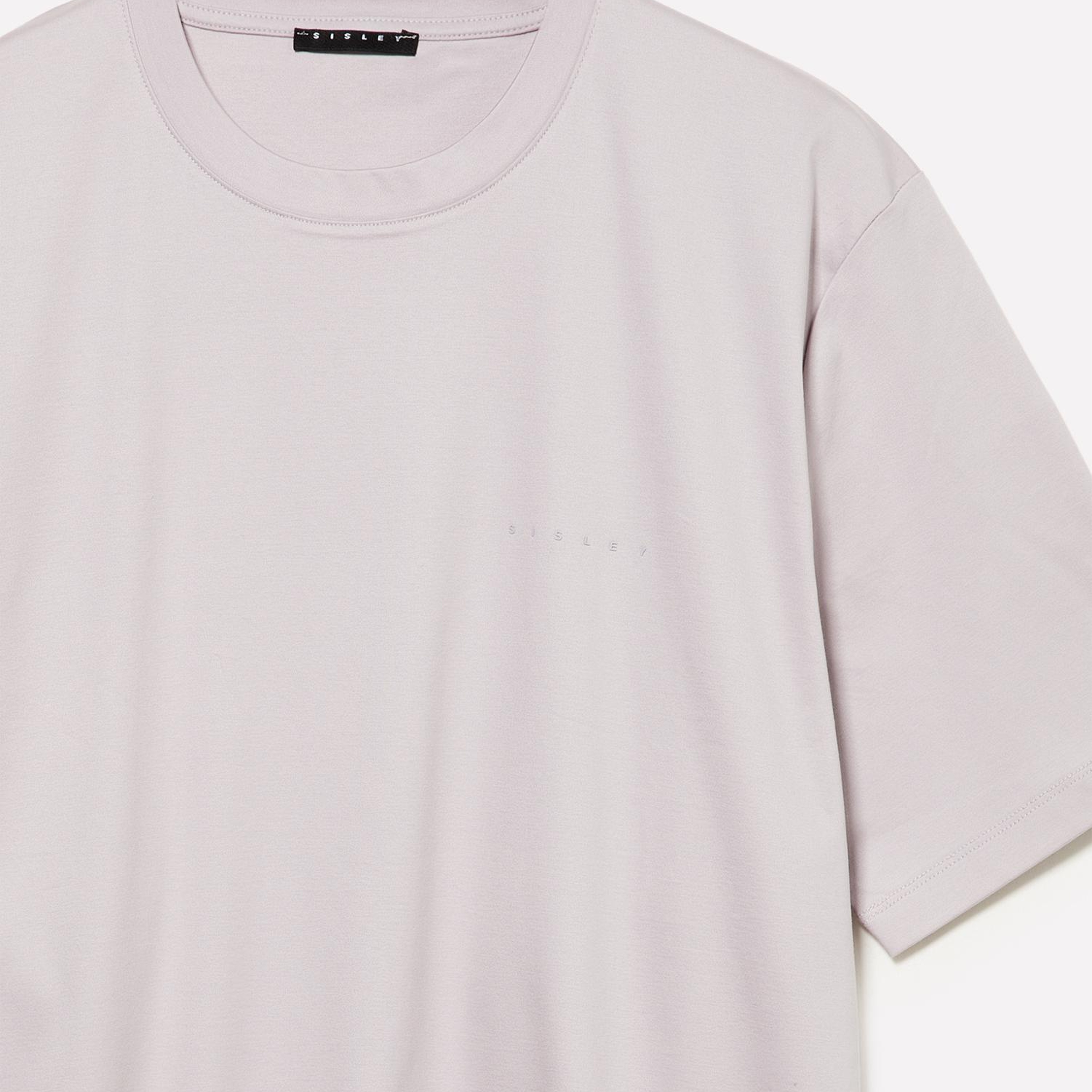 Erkek Lila %100 Pamuk Göğüs Baskılı Bisiklet Yaka T-Shirt