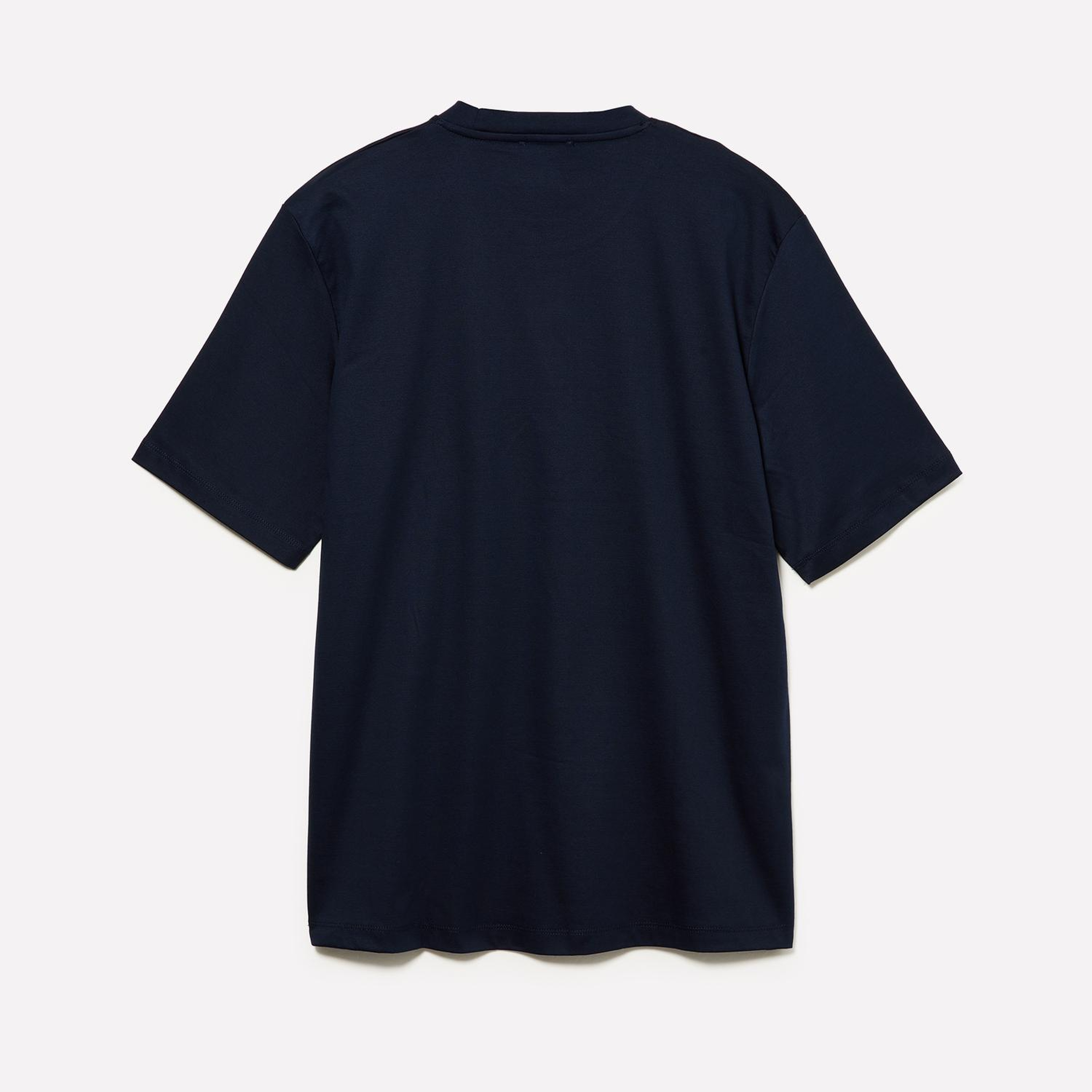 Erkek Lacivert %100 Pamuk Göğüs Baskılı Bisiklet Yaka T-Shirt