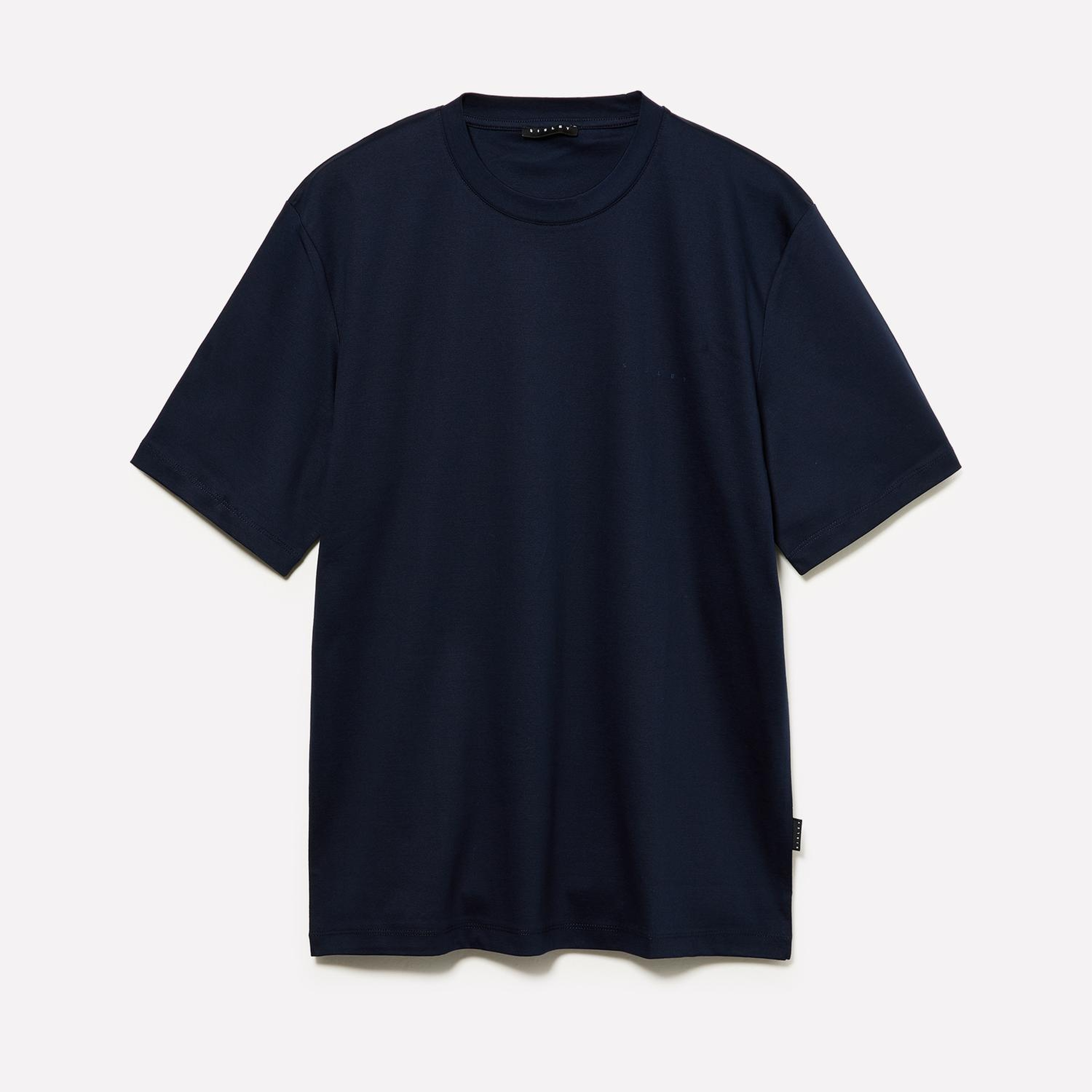Erkek Lacivert %100 Pamuk Göğüs Baskılı Bisiklet Yaka T-Shirt