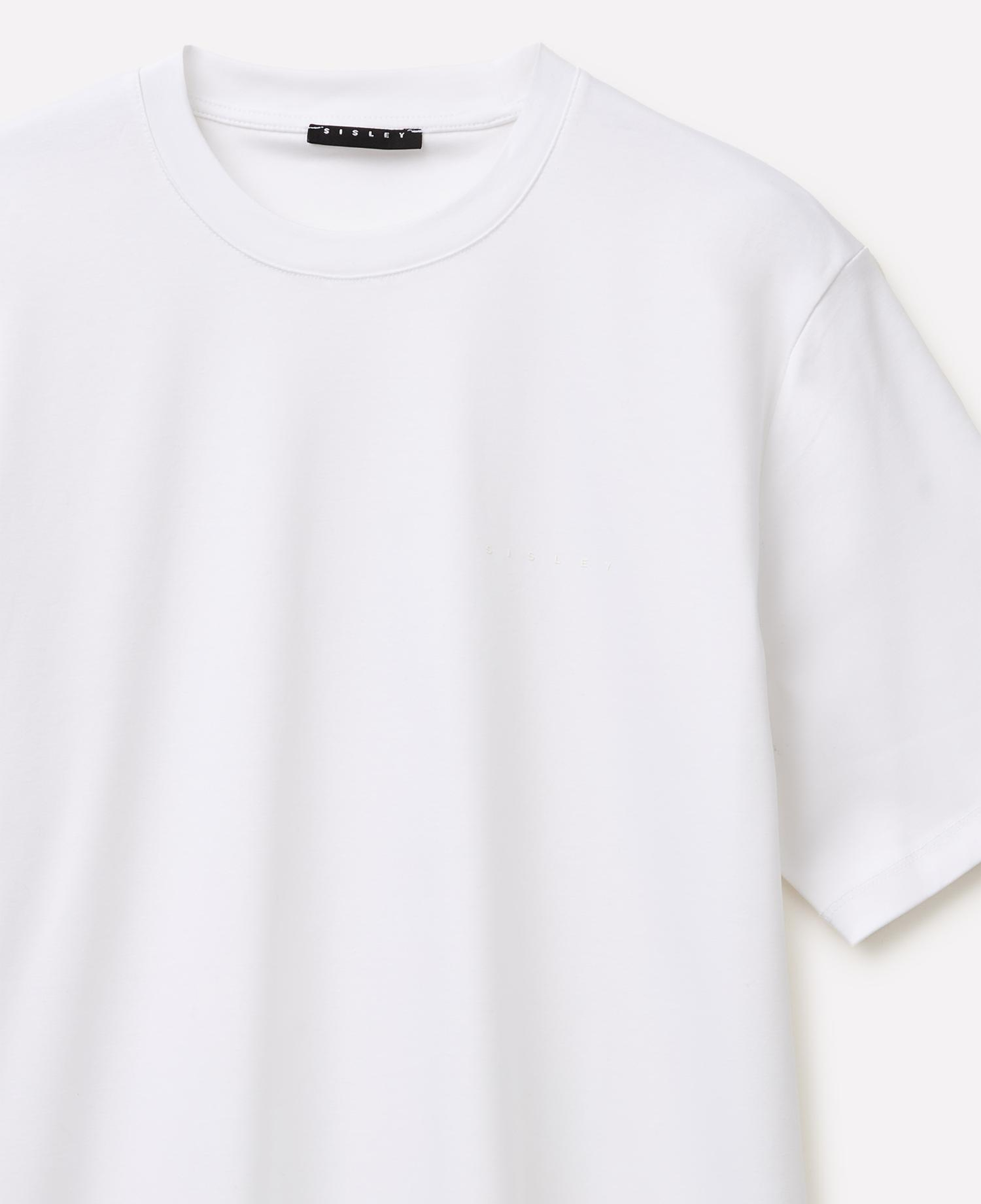 Erkek Beyaz %100 Pamuk Göğüs Baskılı Bisiklet Yaka T-Shirt