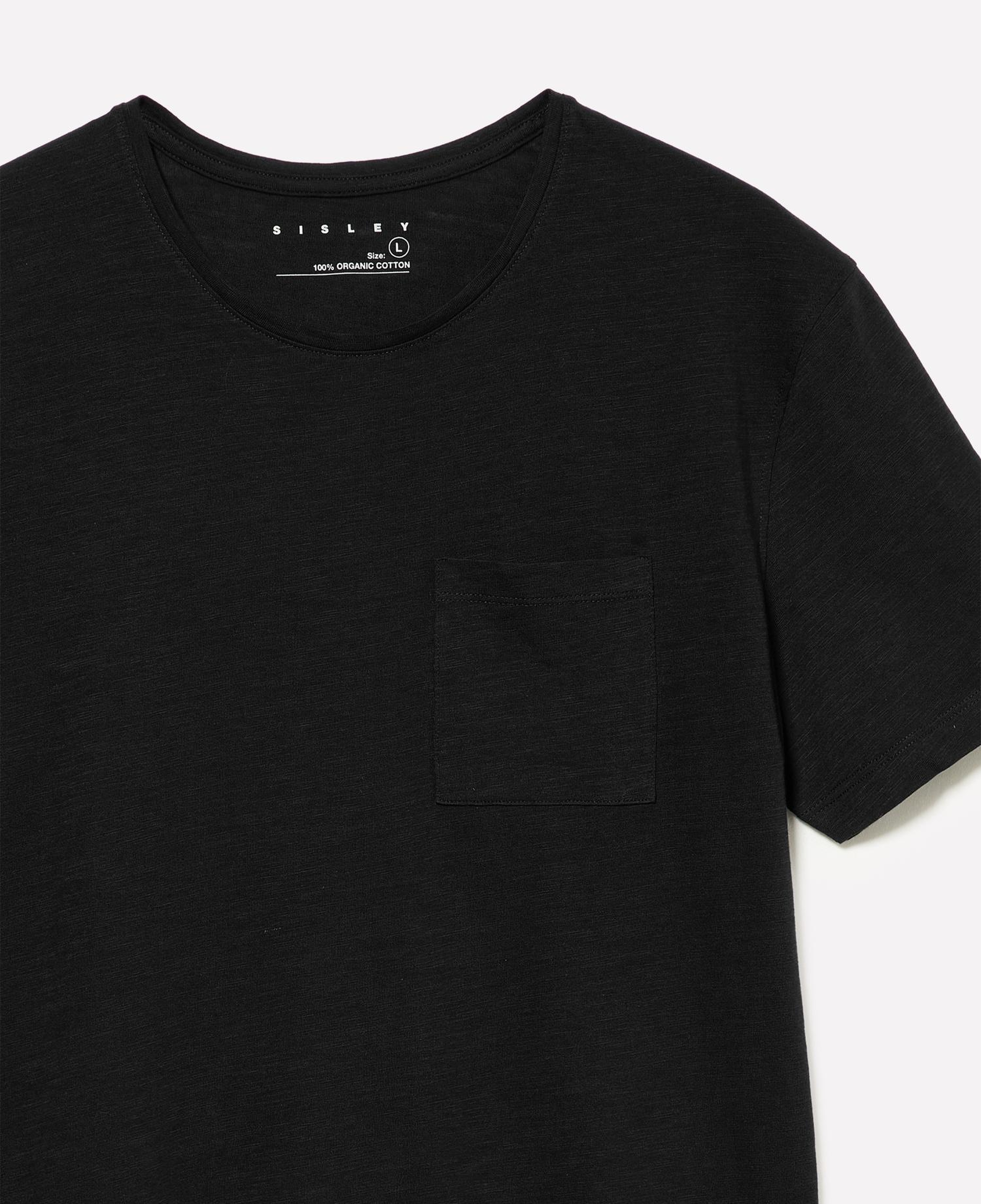 Erkek Siyah %100 Pamuk Kısa Kollu Cepli Bisiklet Yaka T-Shirt