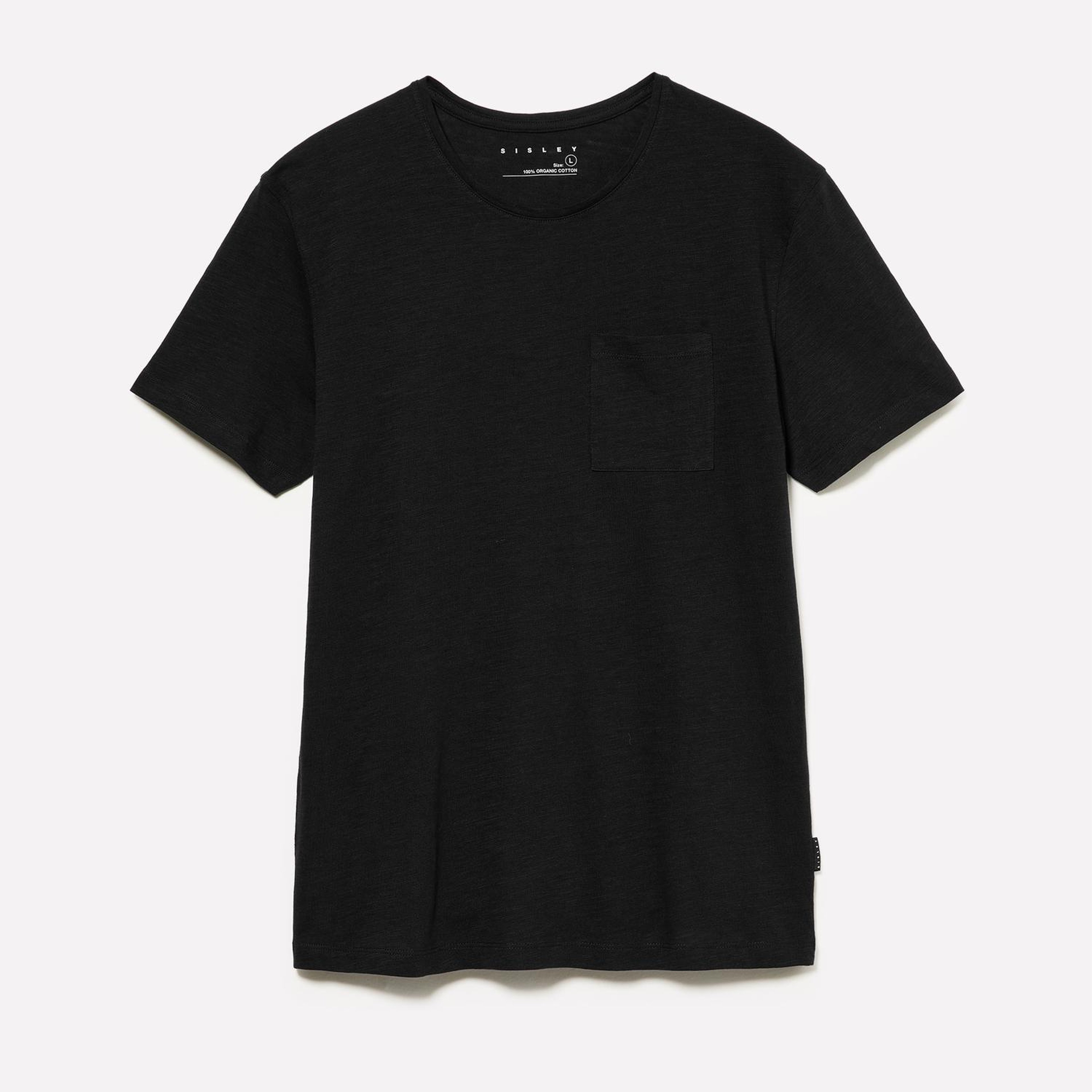 Erkek Siyah  %100 Pamuk Kısa Kollu Cepli Bisiklet Yaka T-Shirt