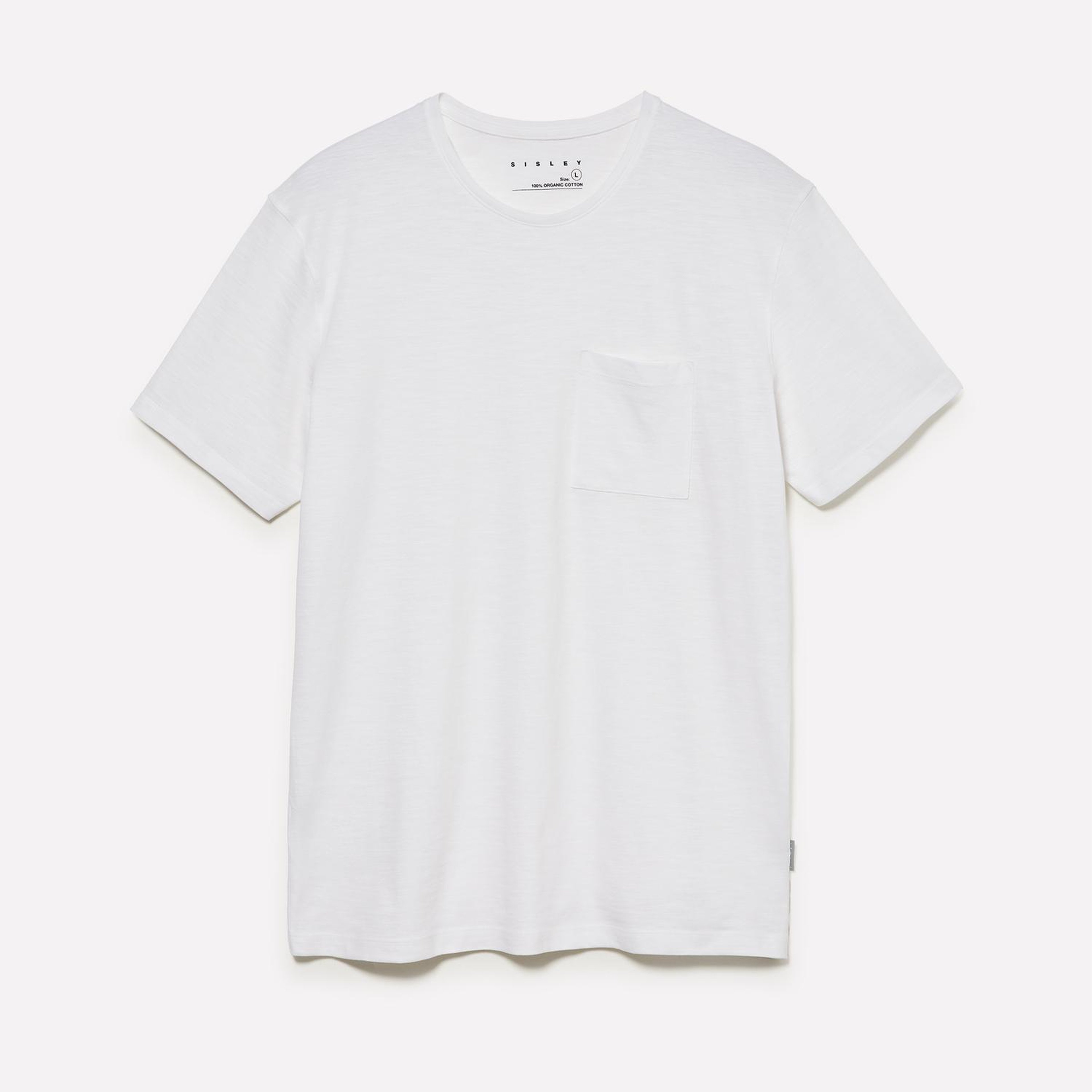 Erkek Beyaz  %100 Pamuk Kısa Kollu Cepli Bisiklet Yaka T-Shirt