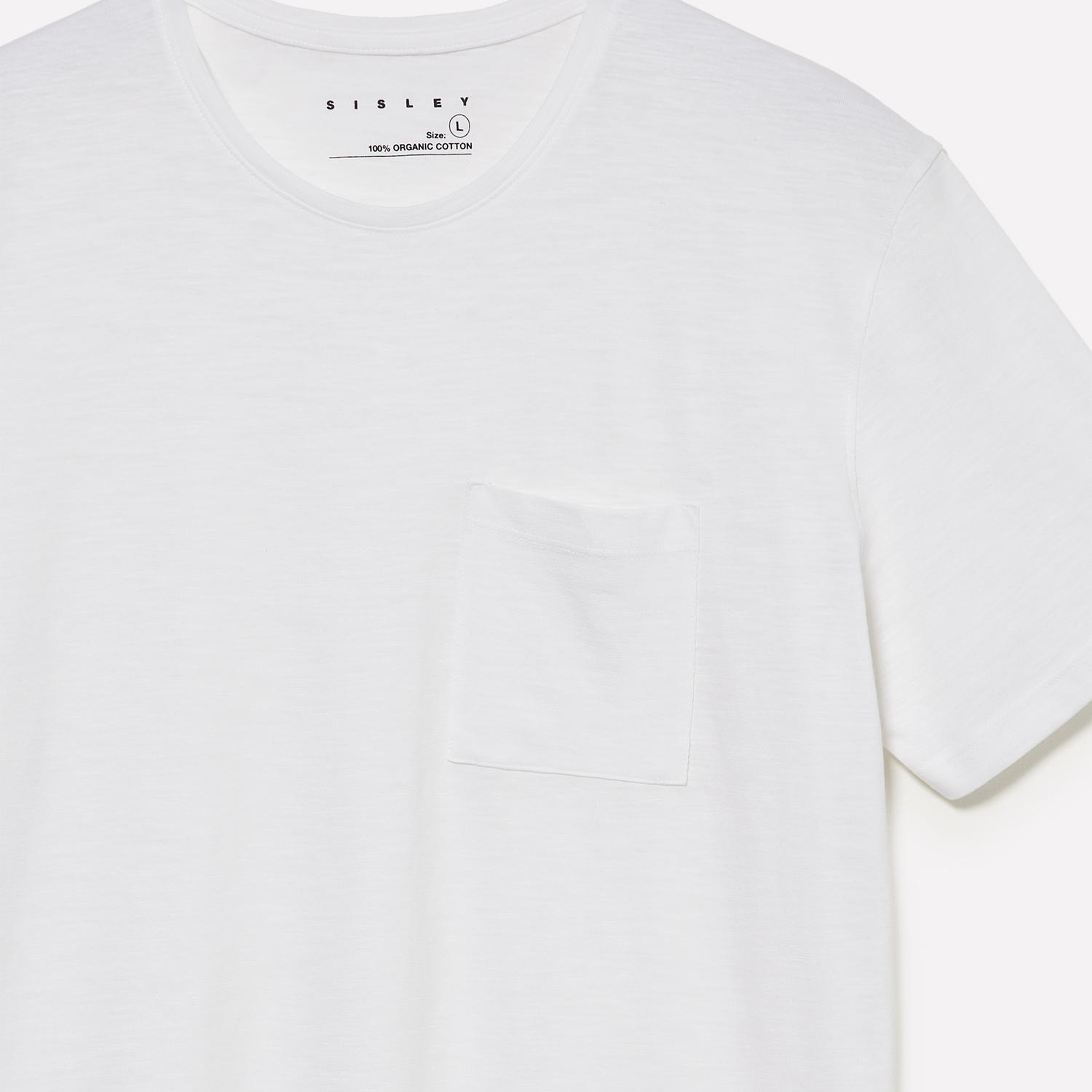 Erkek Beyaz %100 Pamuk Kısa Kollu Cepli Bisiklet Yaka T-Shirt